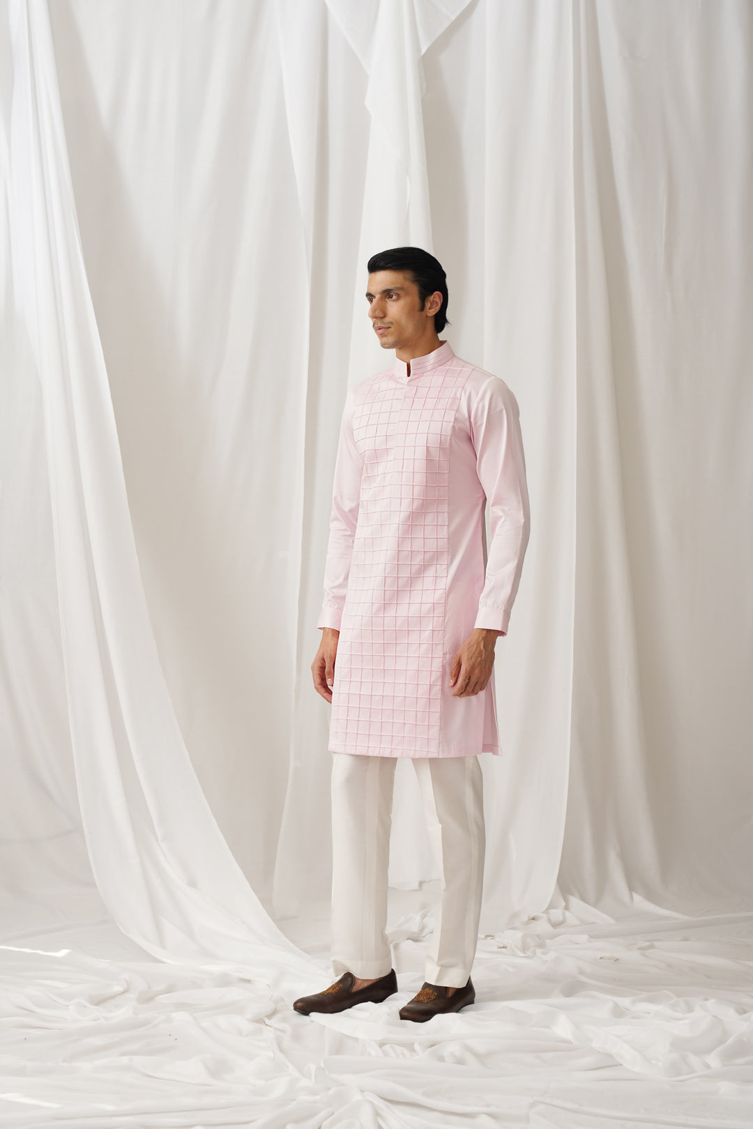 Pink Textured Kurta