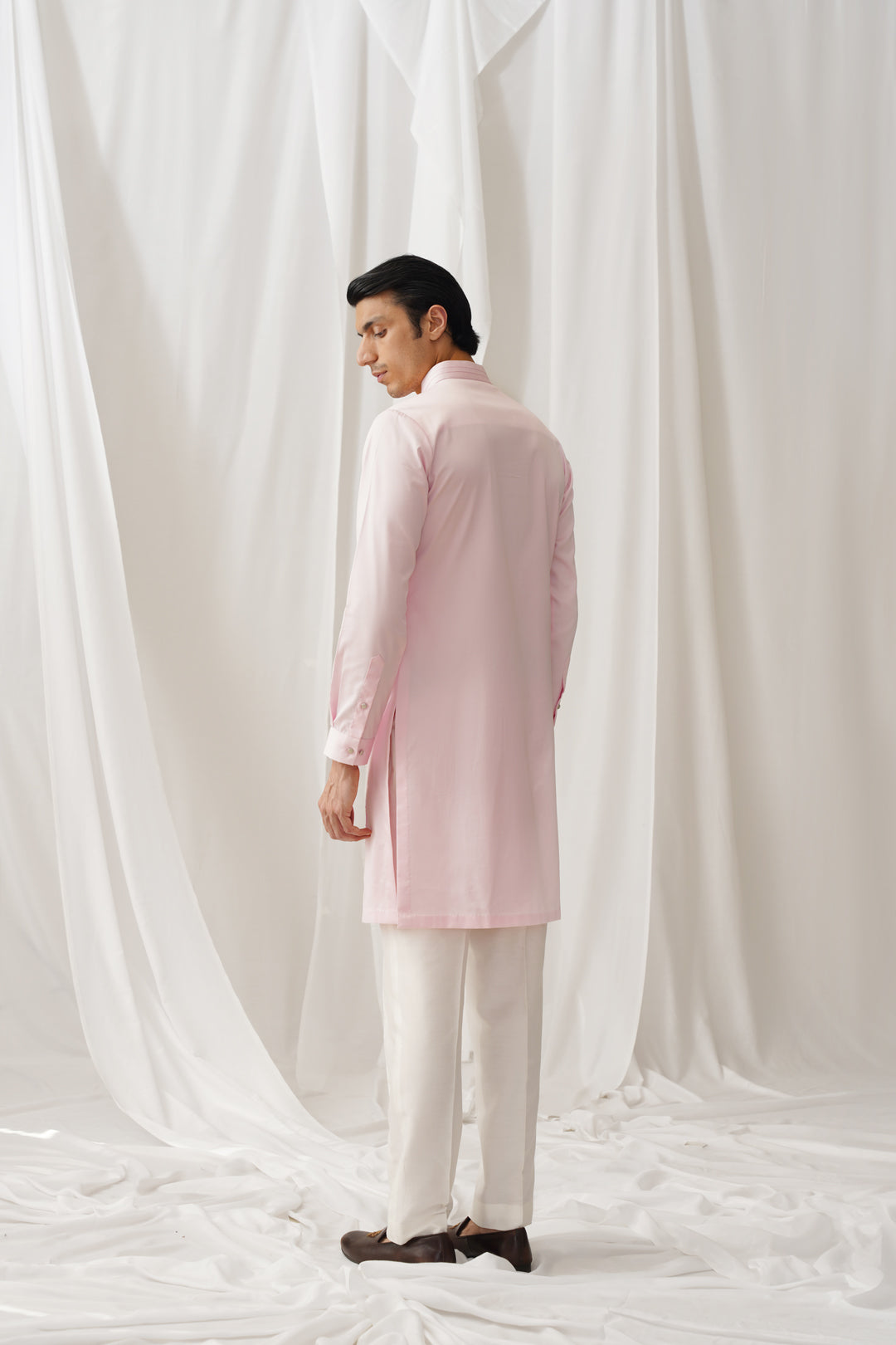 Pink Textured Kurta