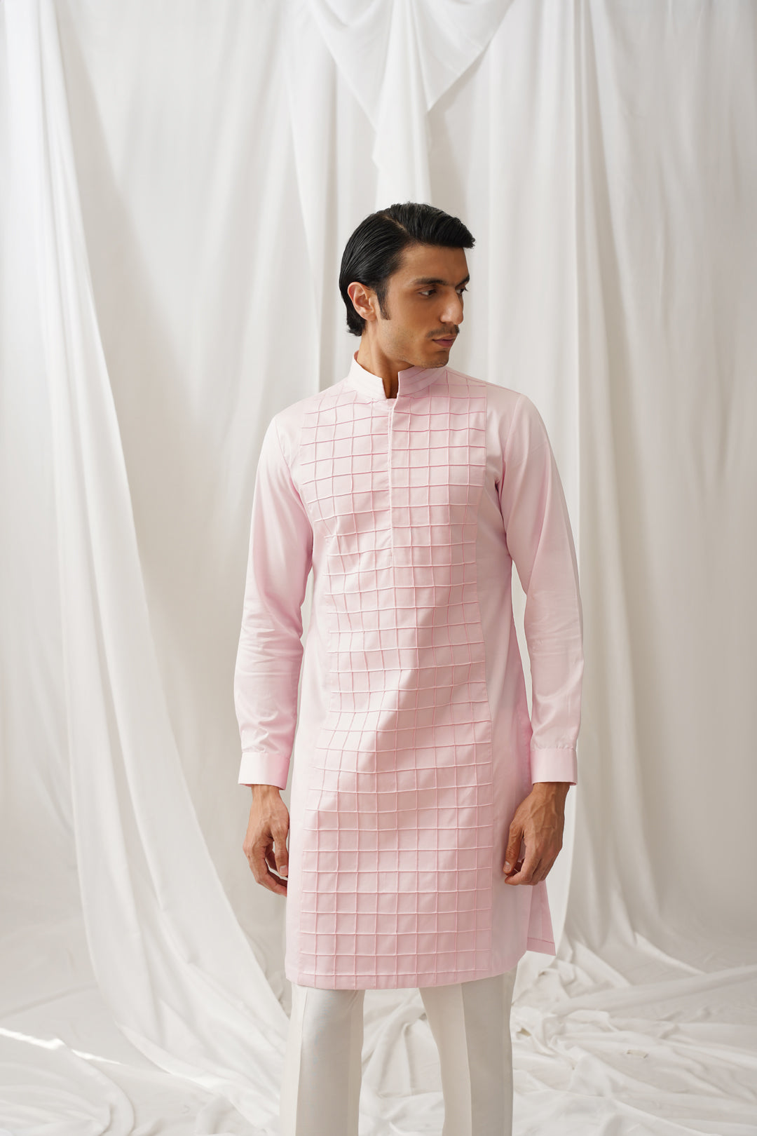 Pink Textured Kurta