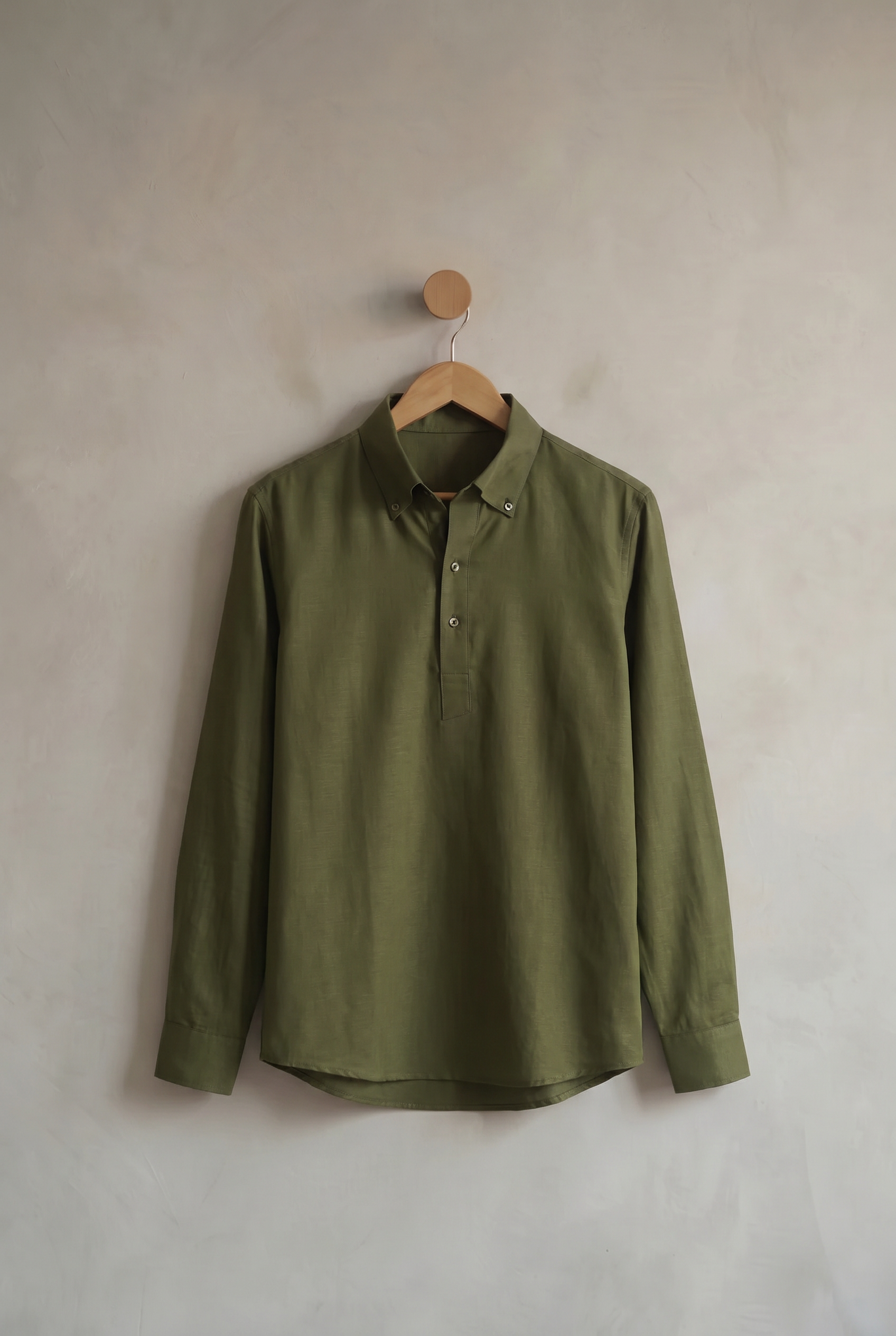 Olive Aero Placket | Men's Linen Shirt