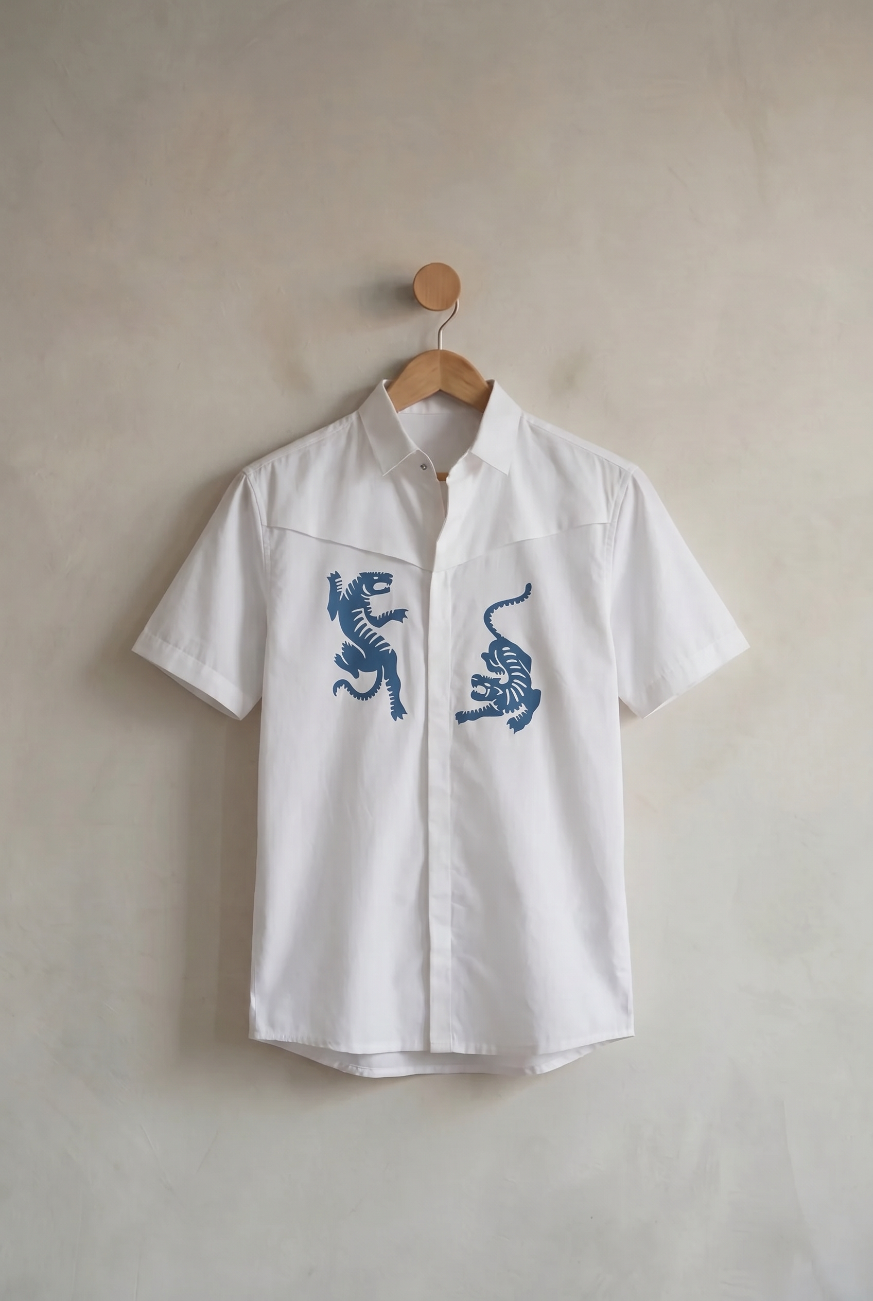 Wild Symmetry | Men's White Linen Shirt
