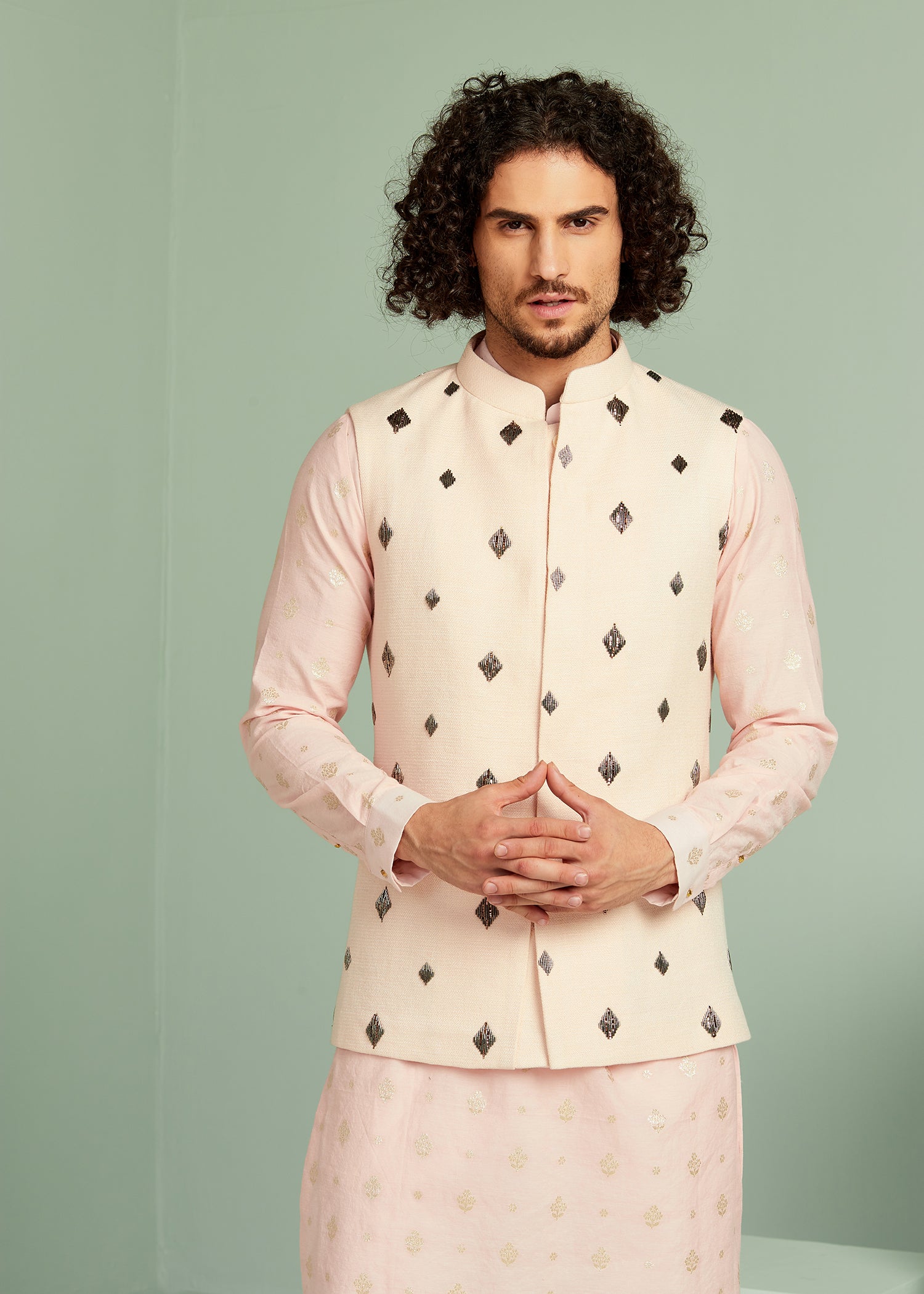 Metallic Emb Nehru-Jacket