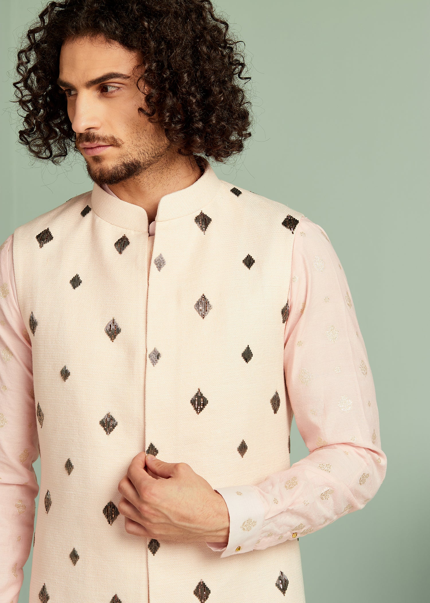 Metallic Emb Nehru-Jacket