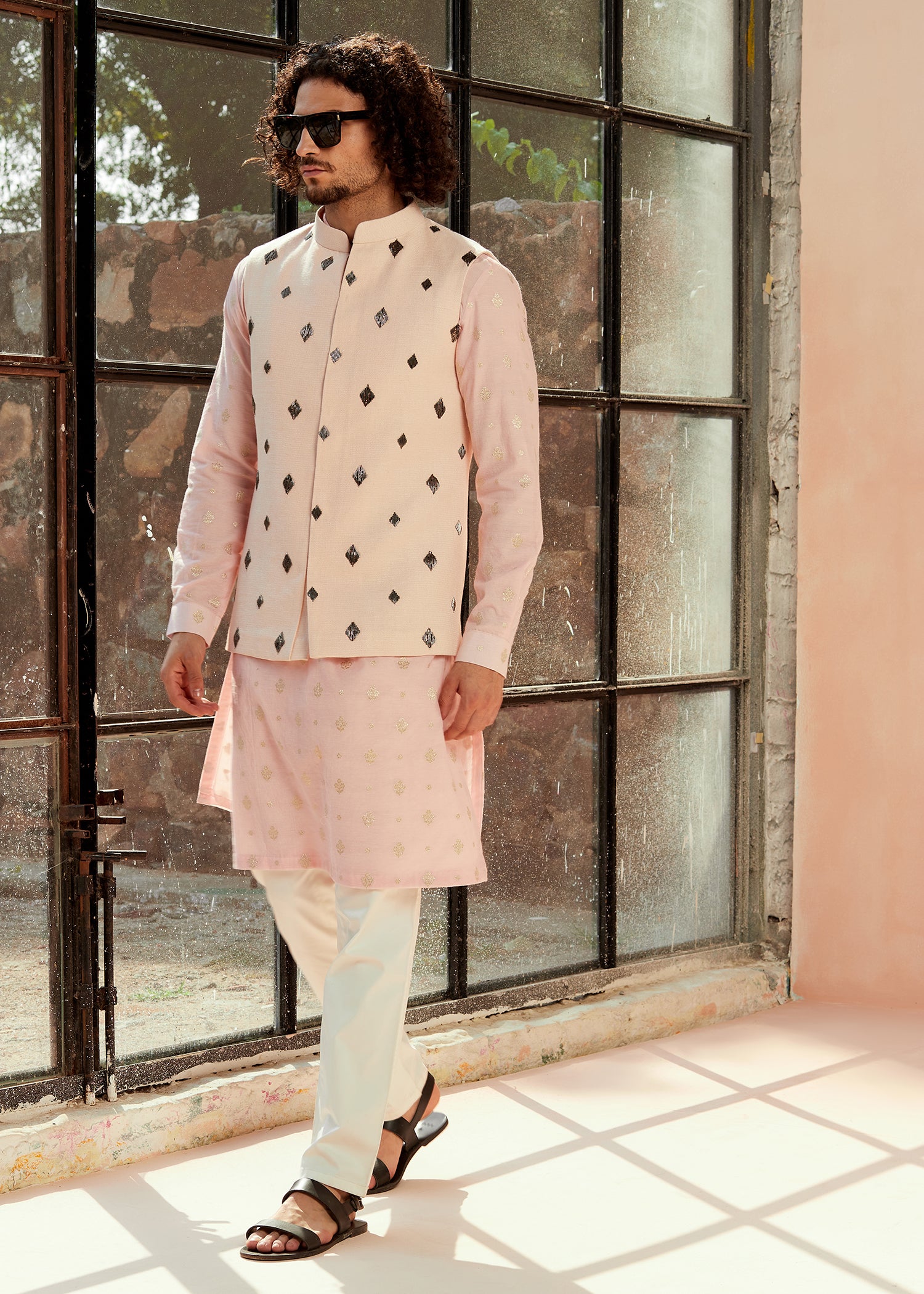 Metallic Emb Nehru-Jacket