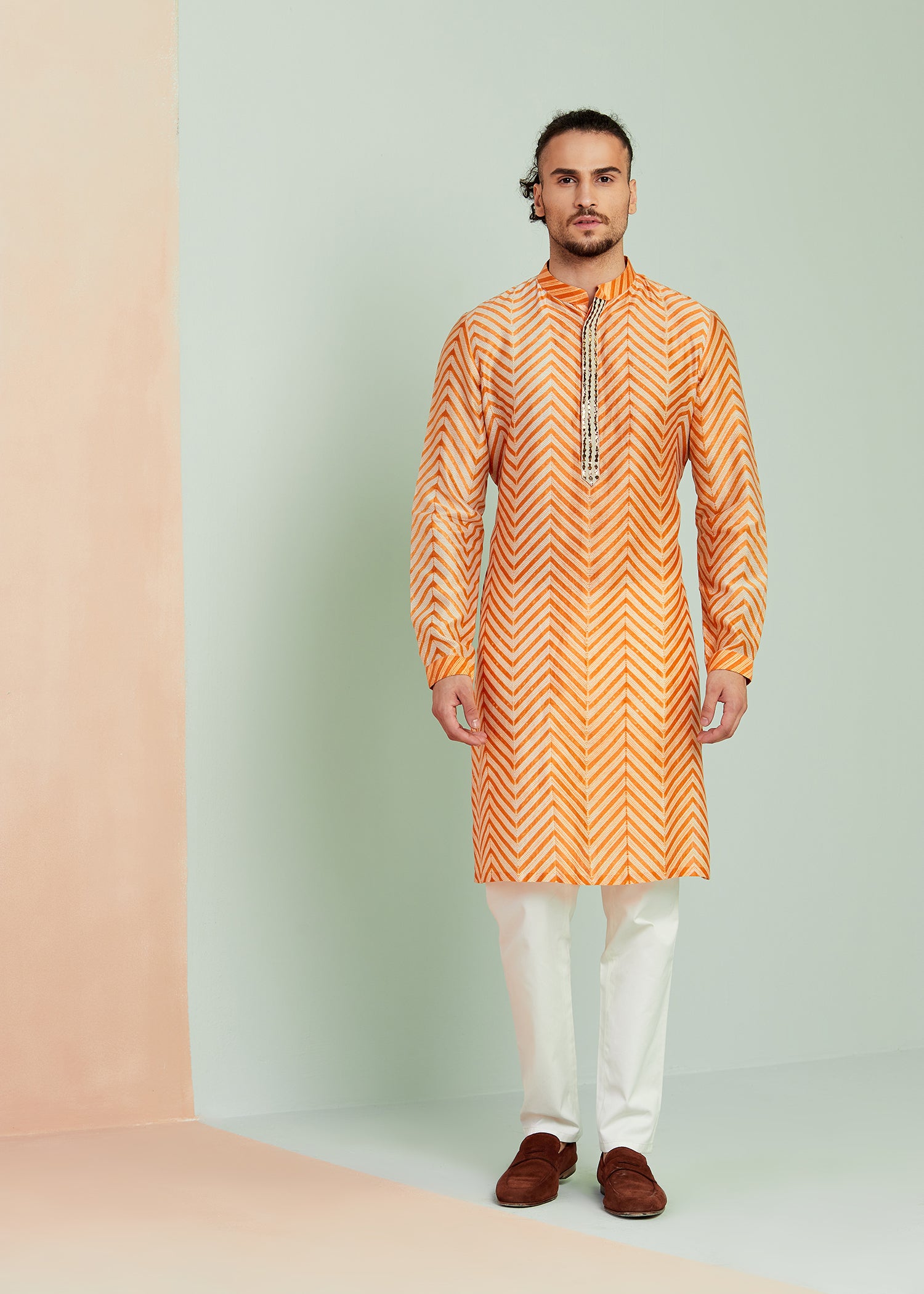 Shibori Kurta in Burnt Orange