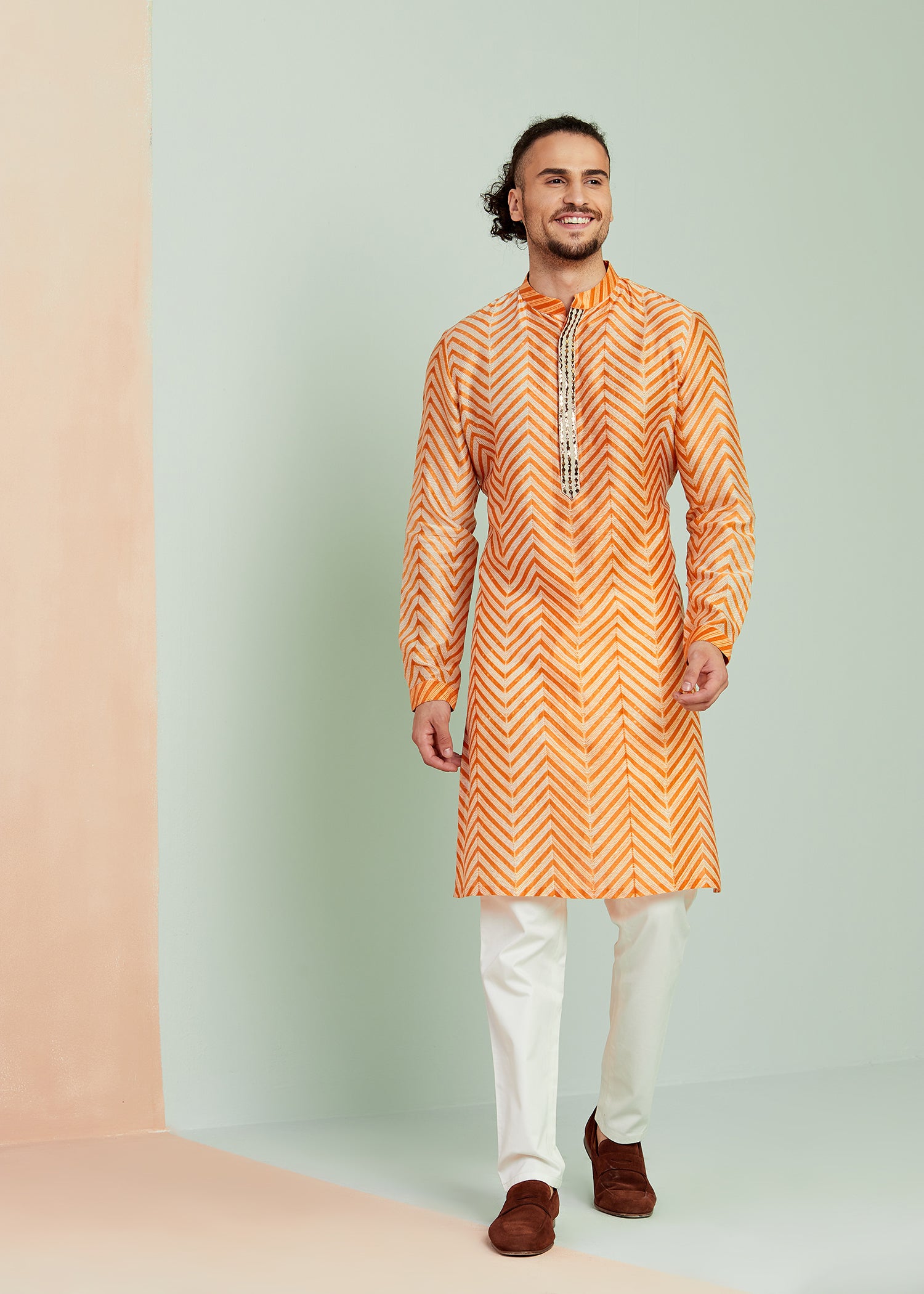 Shibori Kurta in Burnt Orange