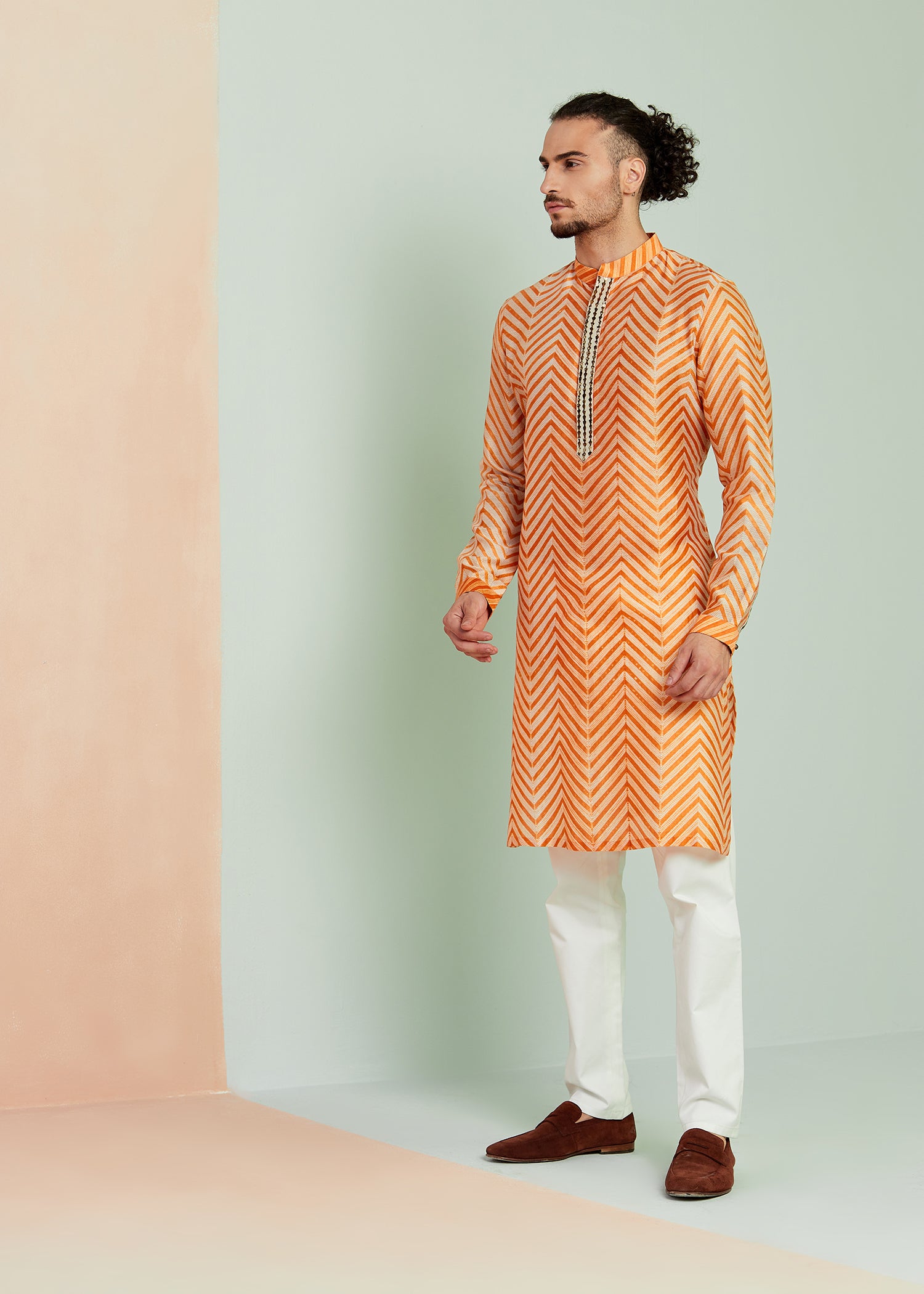 Shibori Kurta in Burnt Orange