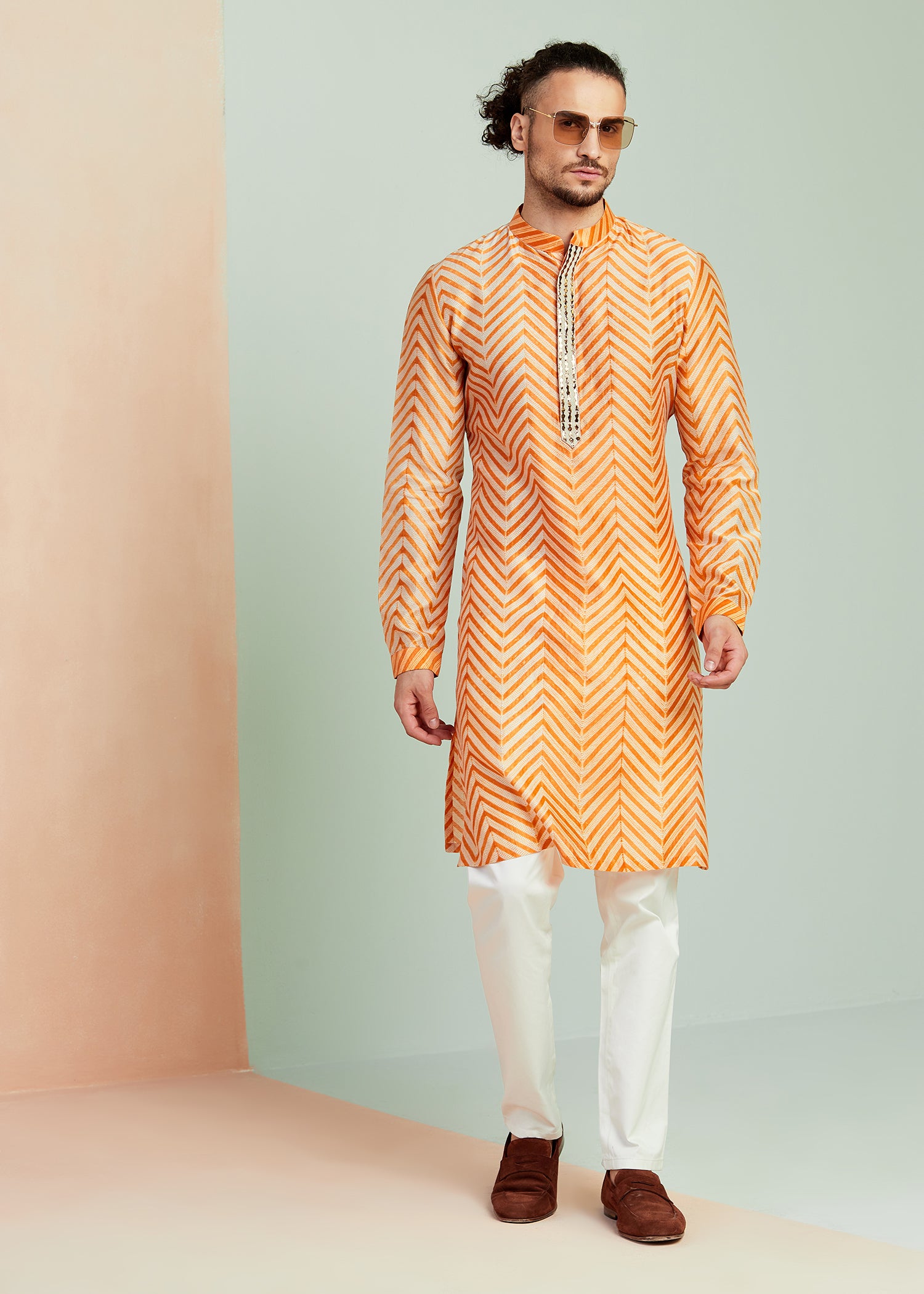 Shibori Kurta in Burnt Orange