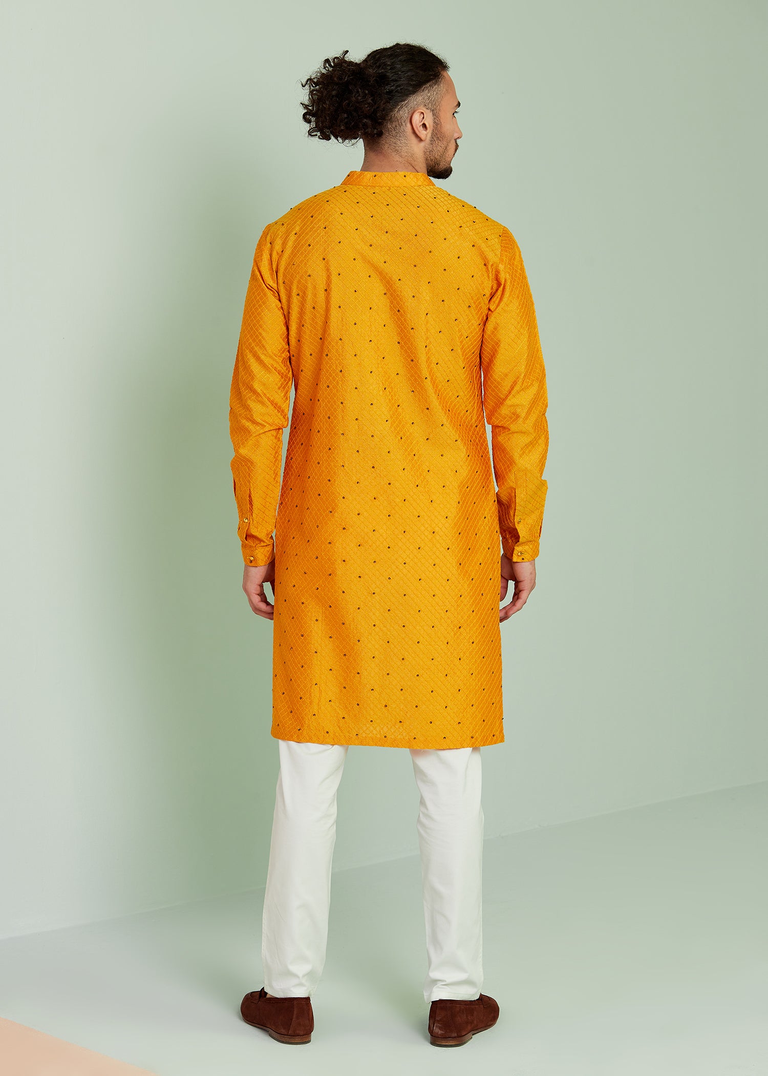 NIGHT SKY KURTA IN MUSTARD YELLOW