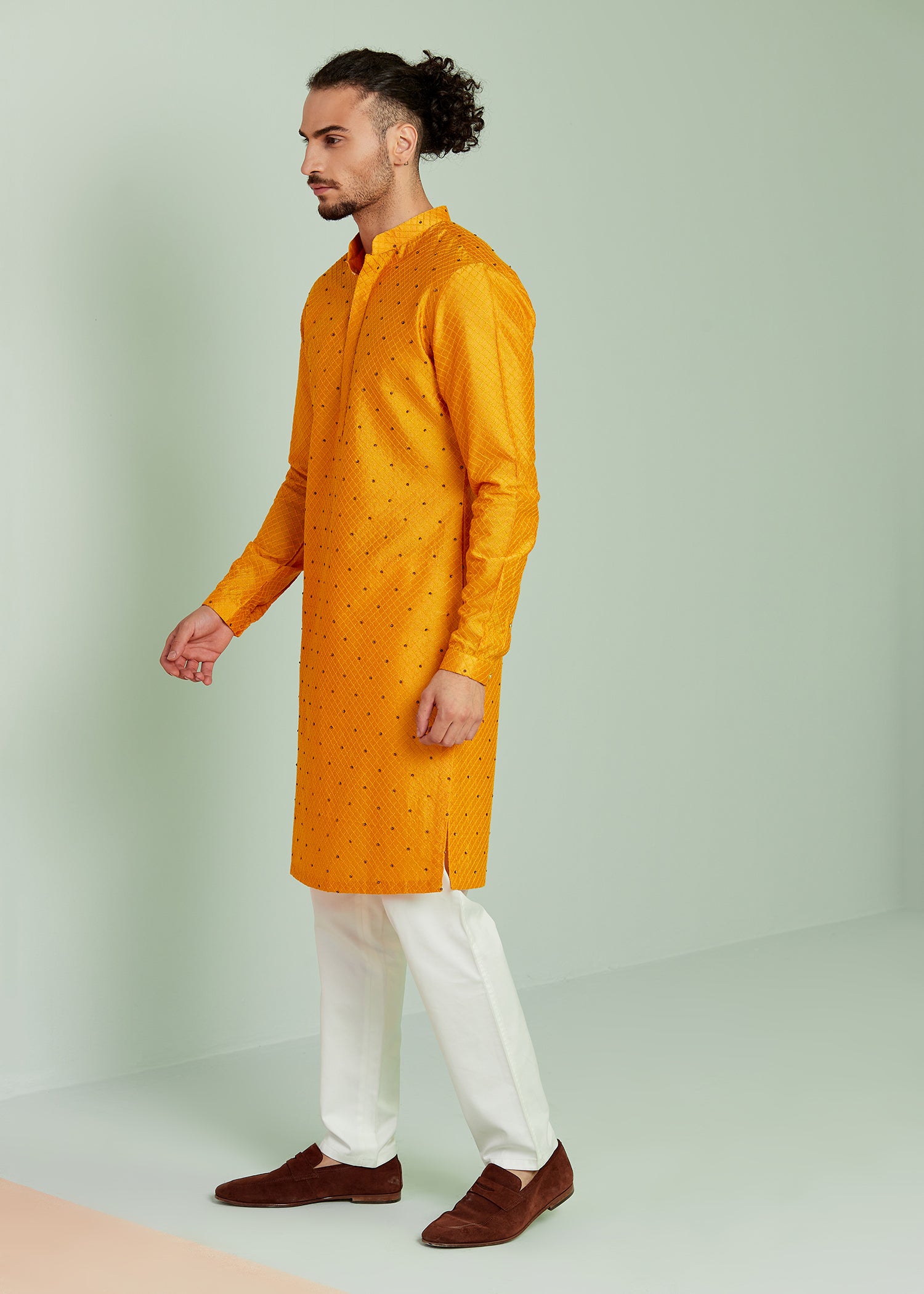 NIGHT SKY KURTA IN MUSTARD YELLOW