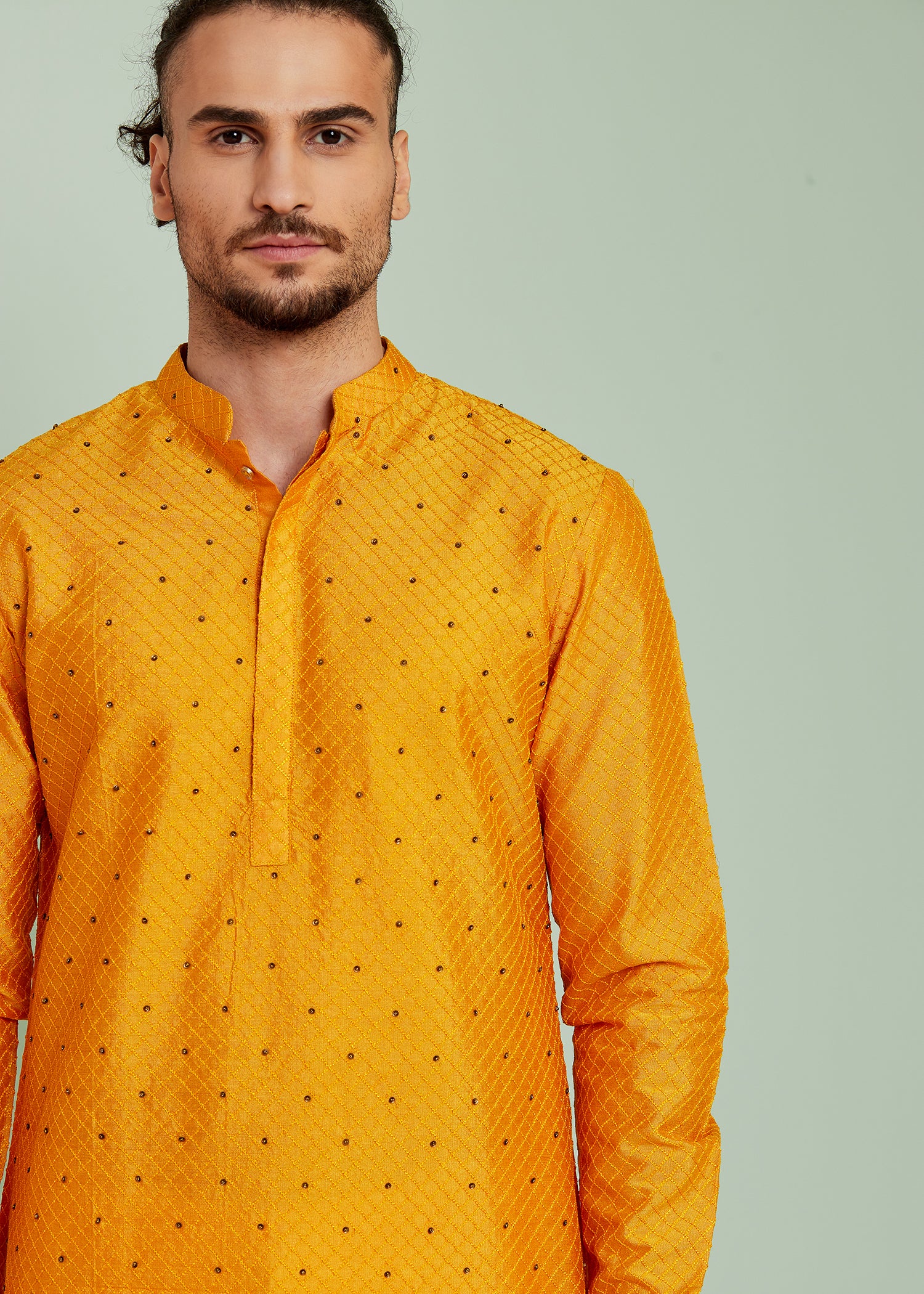 NIGHT SKY KURTA IN MUSTARD YELLOW