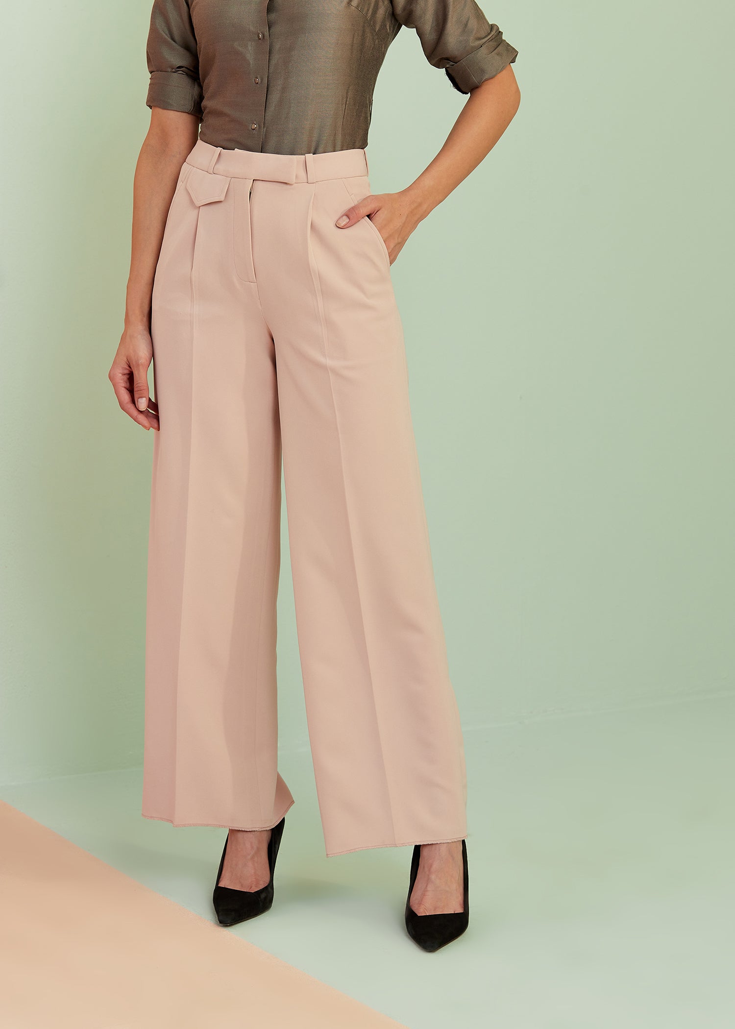 Dusty Pink Flared Pants
