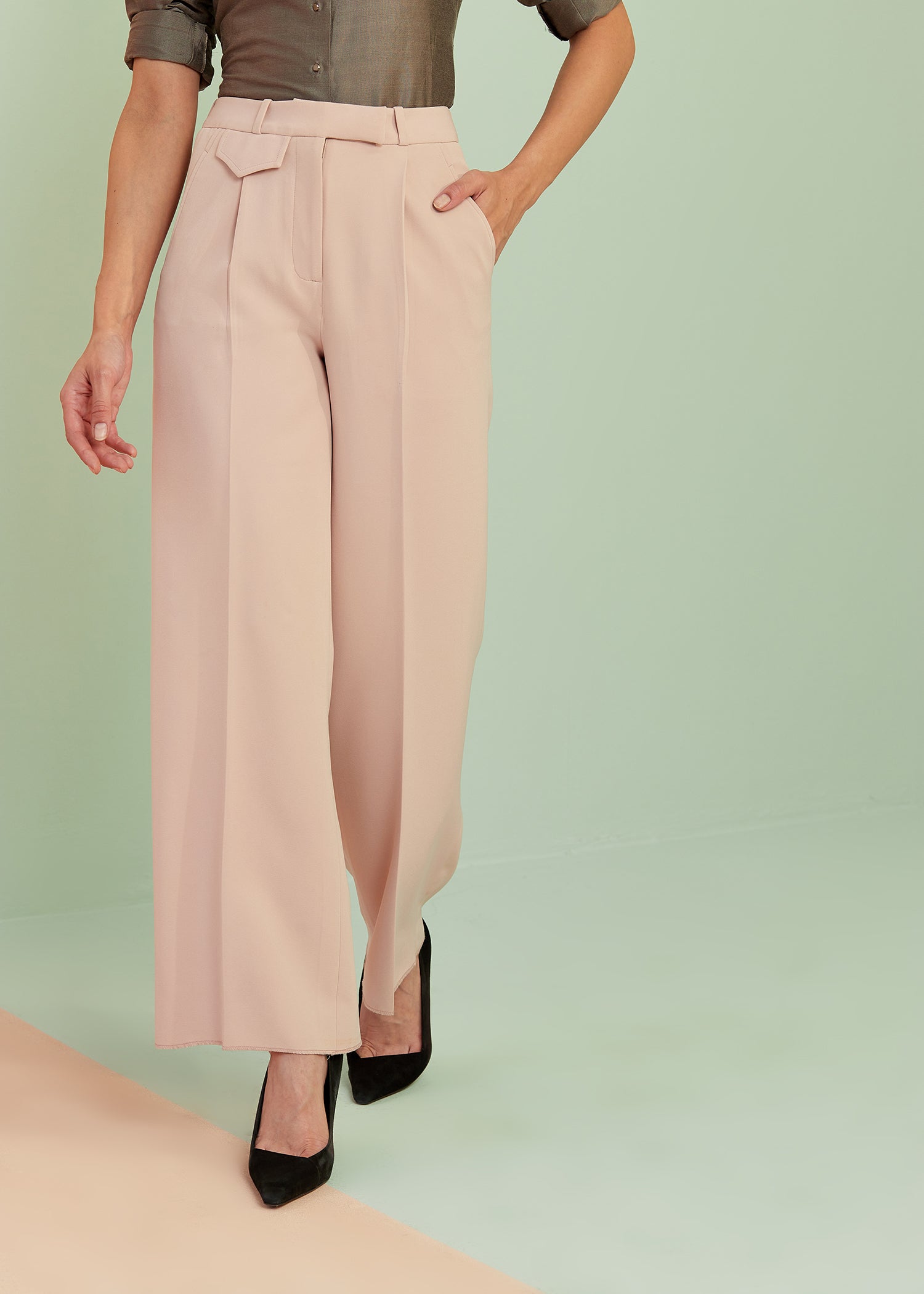 Dusty Pink Flared Pants