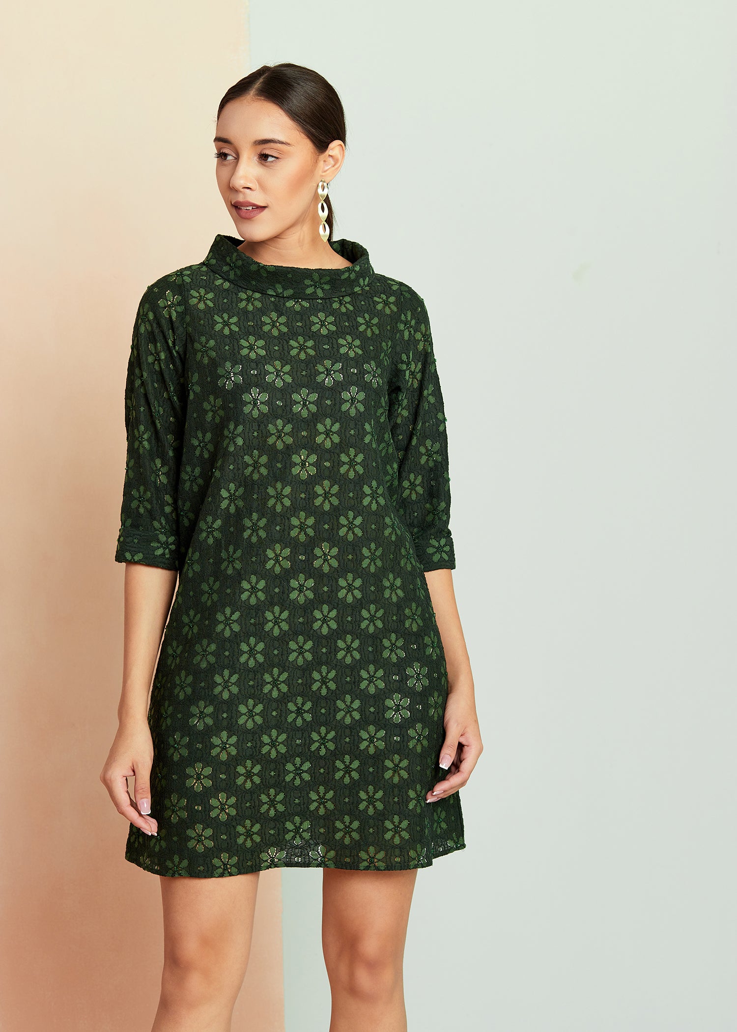 Emerald Green Schiffli Dress