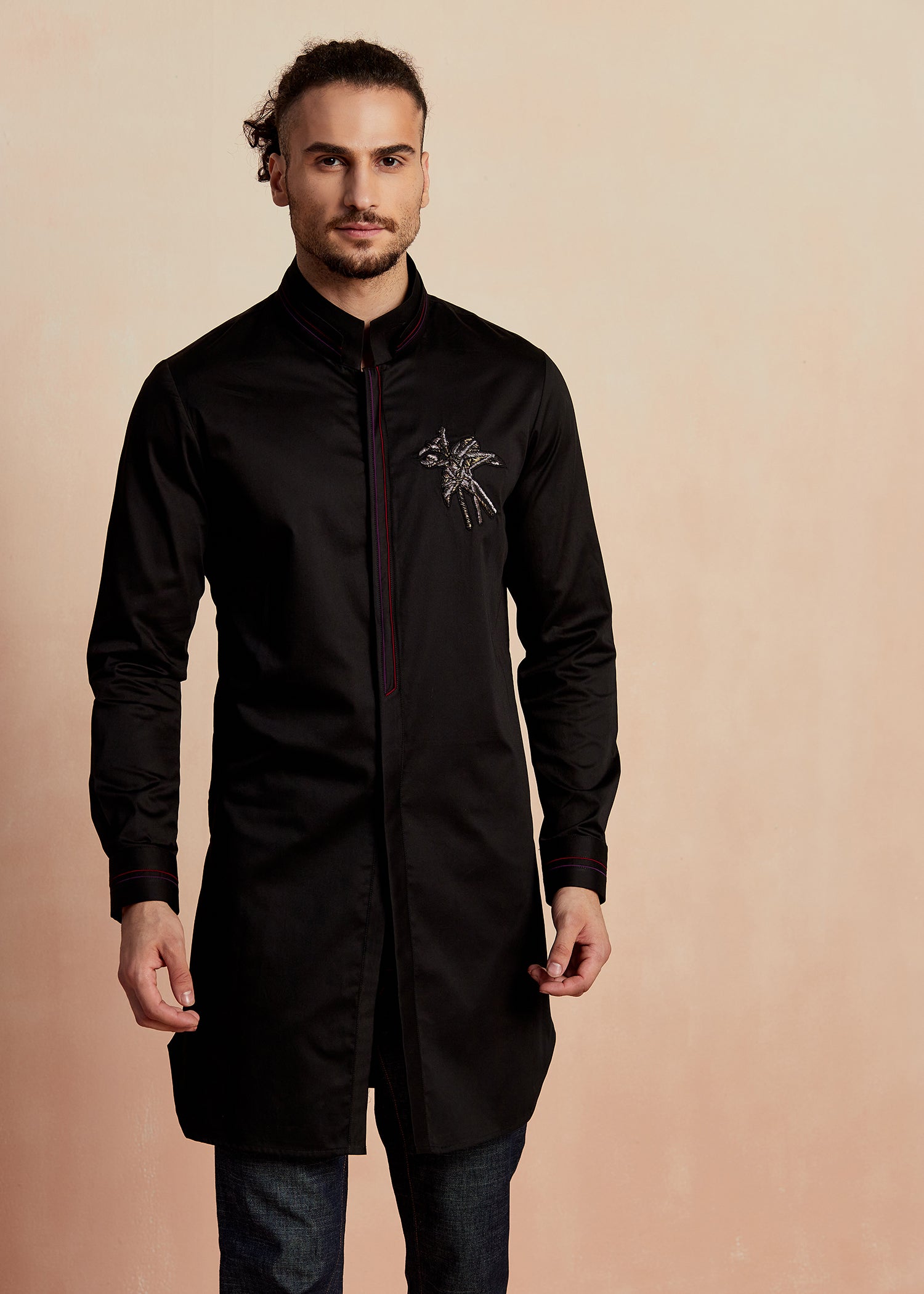 New Black Crest Kurta
