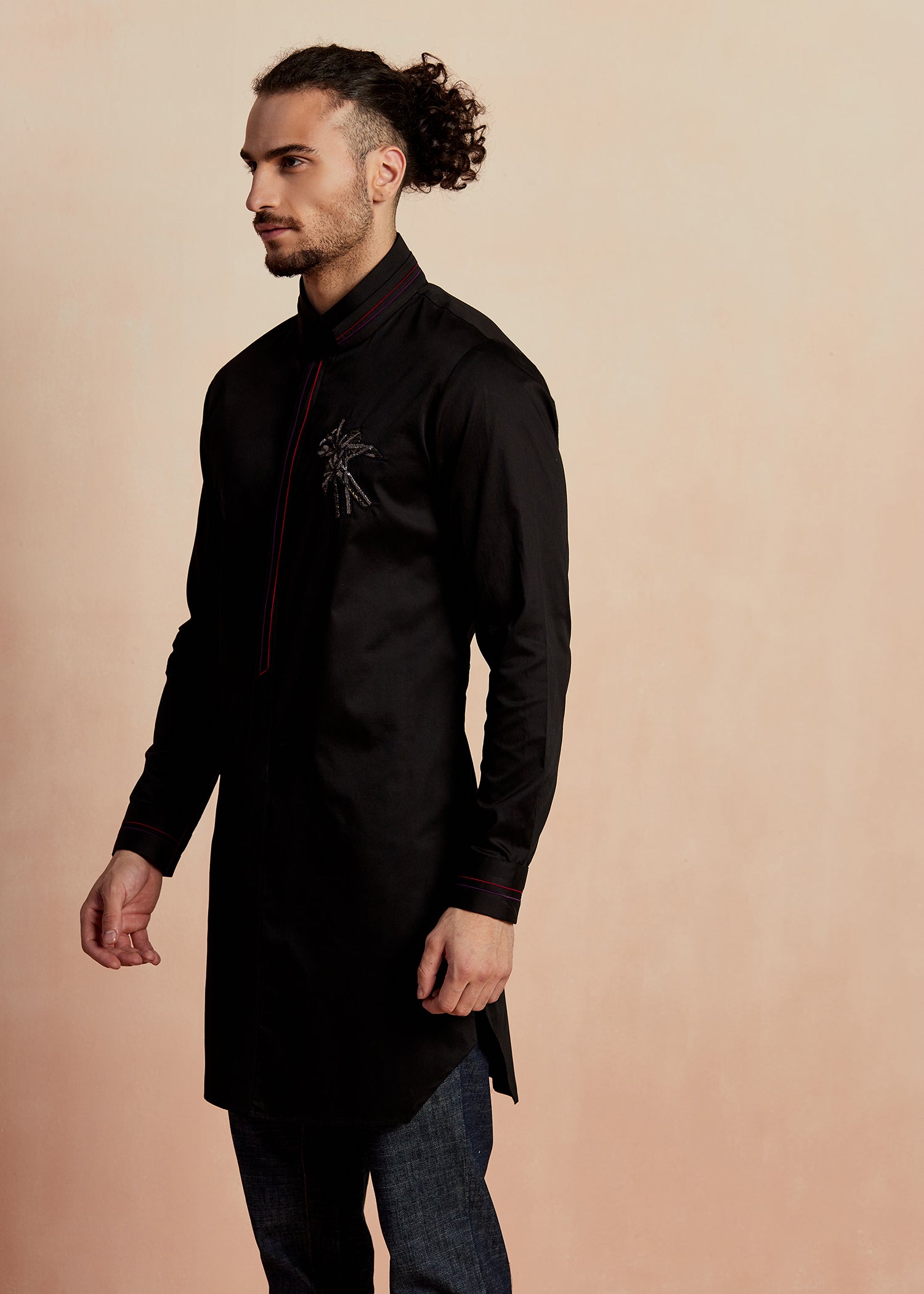New Black Crest Kurta