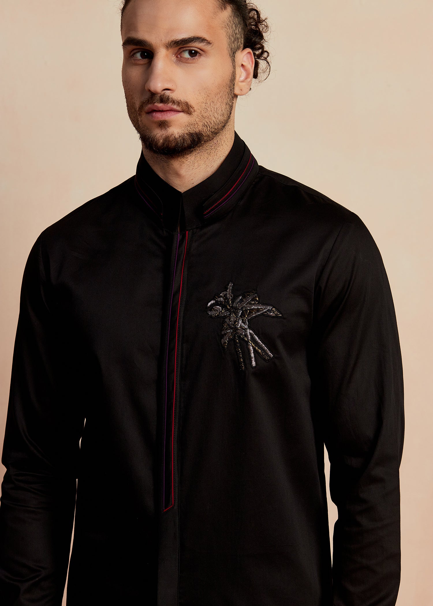 New Black Crest Kurta