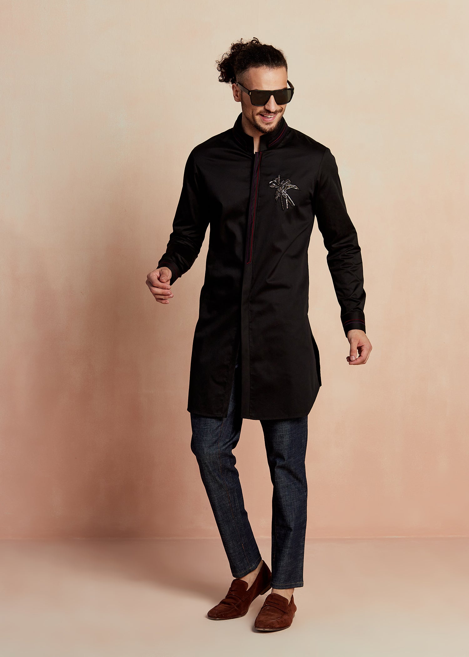 New Black Crest Kurta