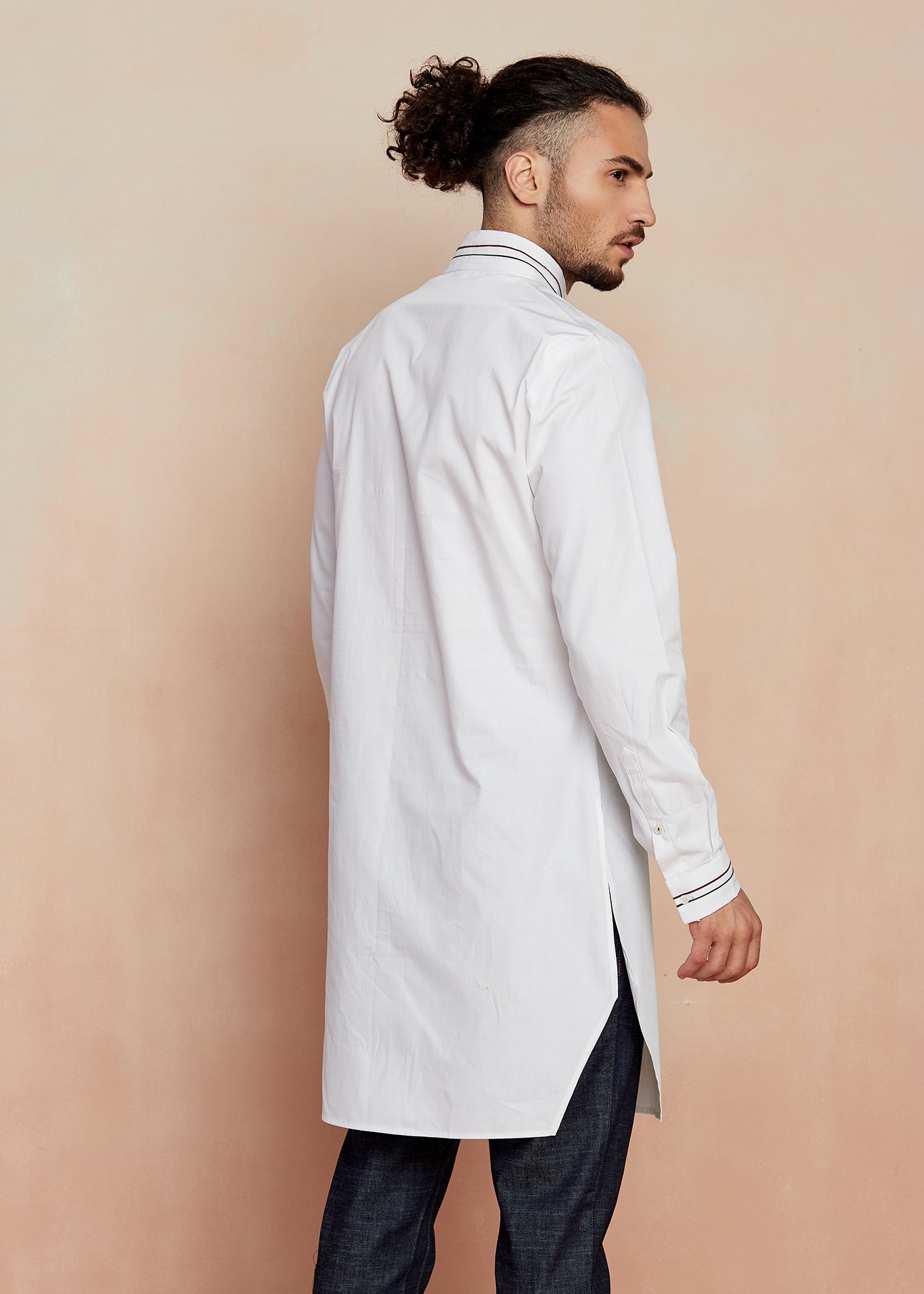 New White Crest Kurta Set