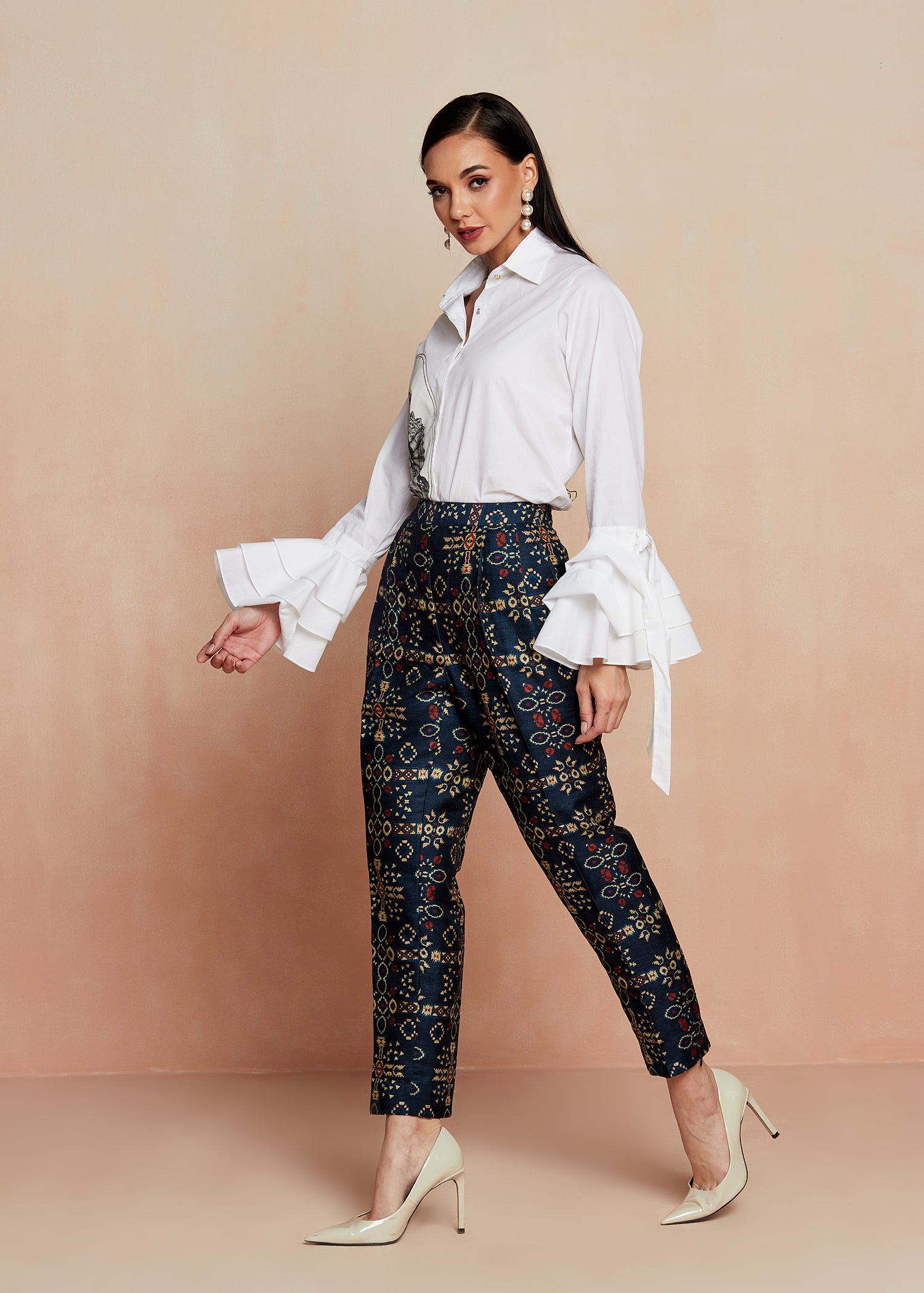 Blue Pleated Pants