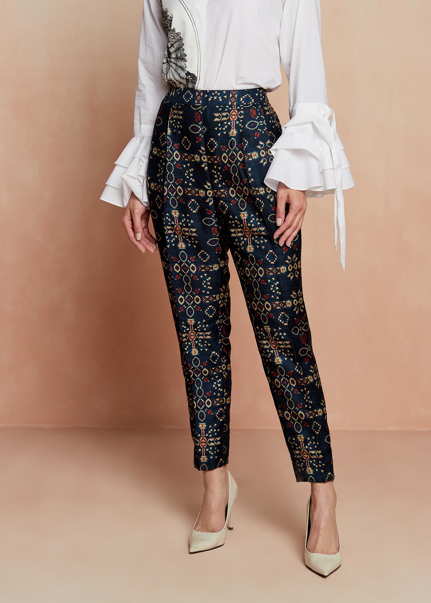 Blue Pleated Pants