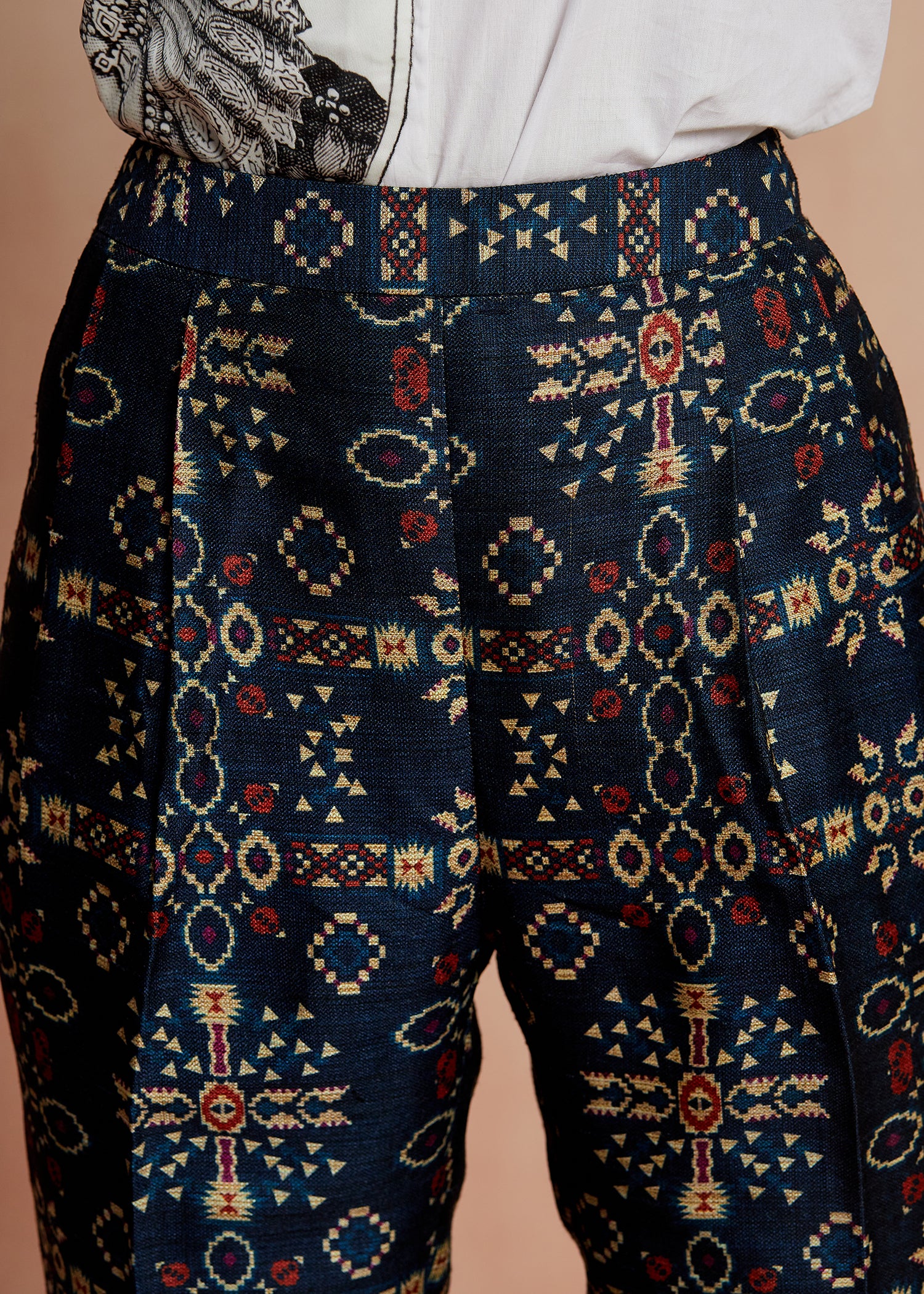 Blue Pleated Pants