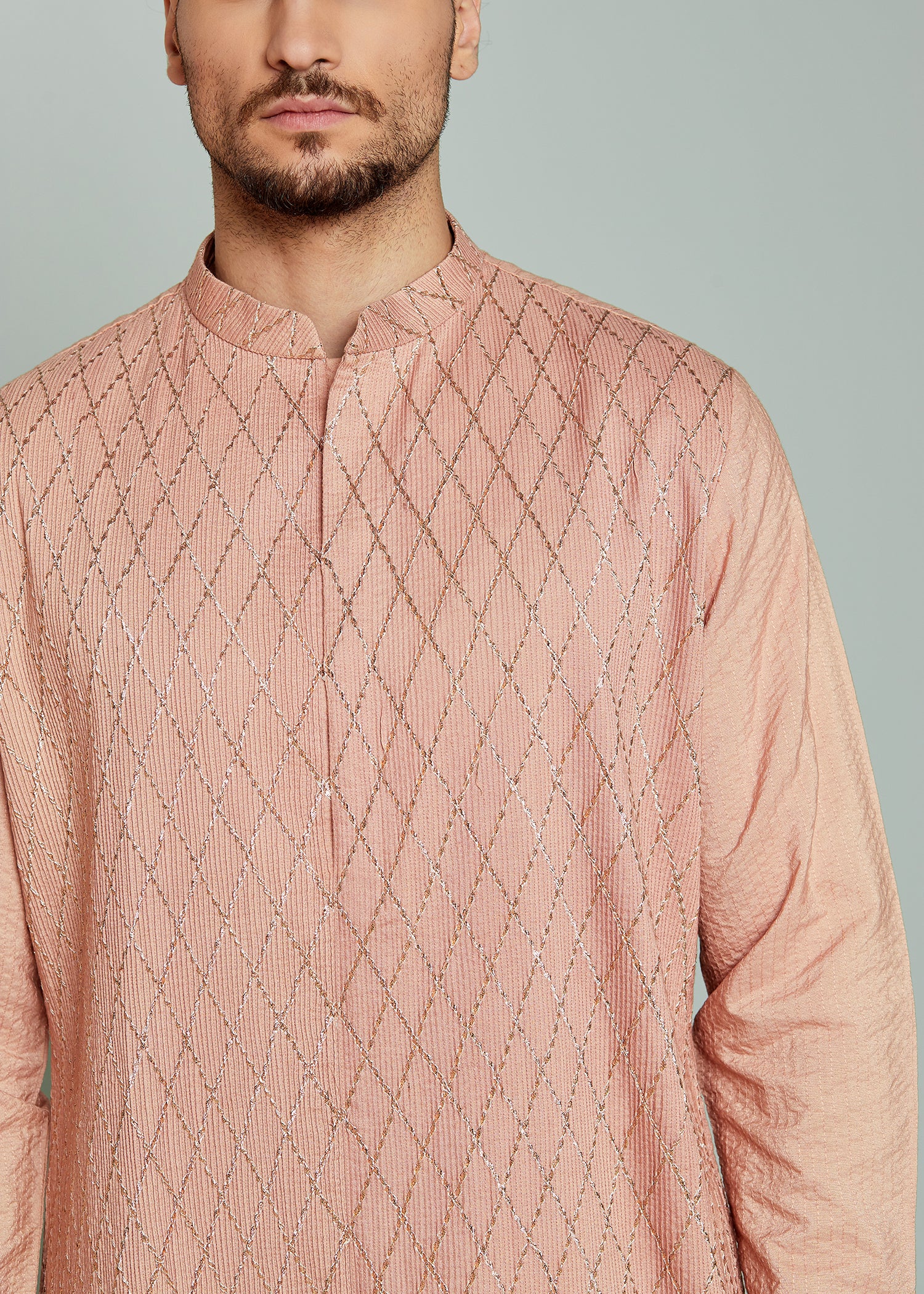 Textured Dusty Pink Kurta