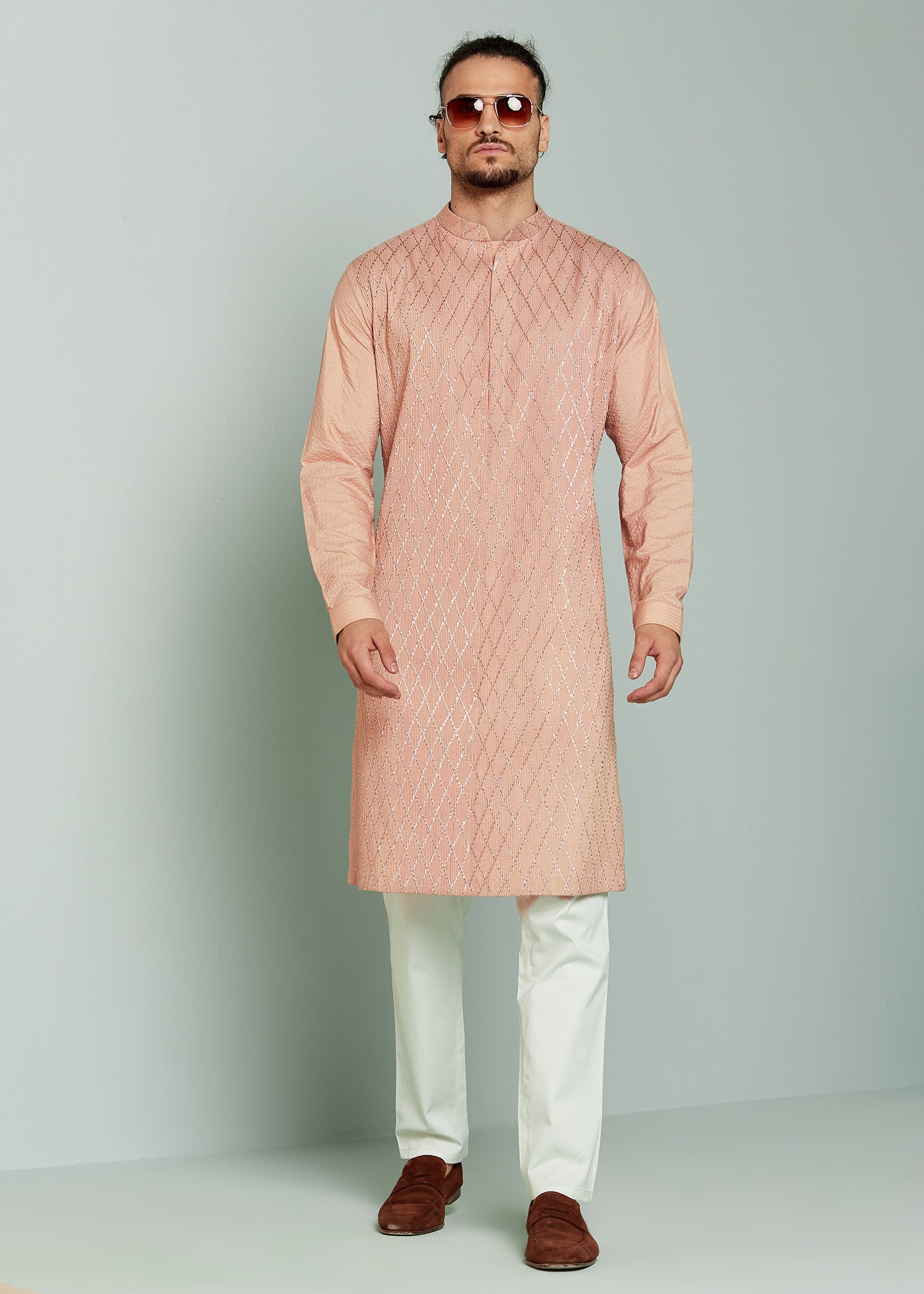 Textured Dusty Pink Kurta