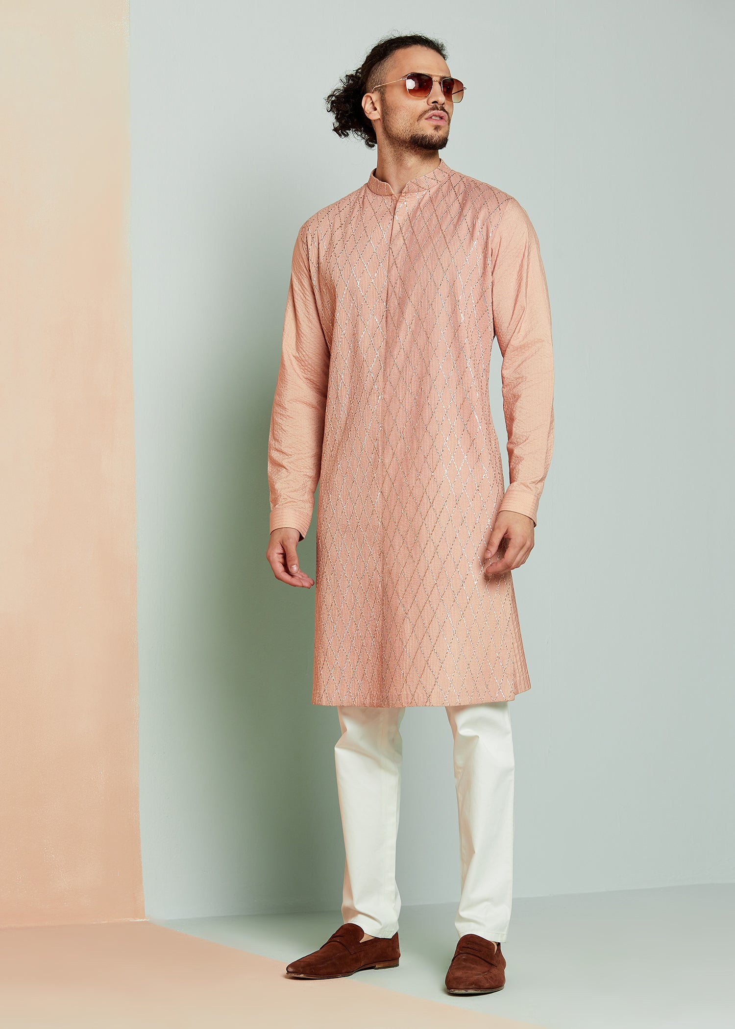 Textured Dusty Pink Kurta