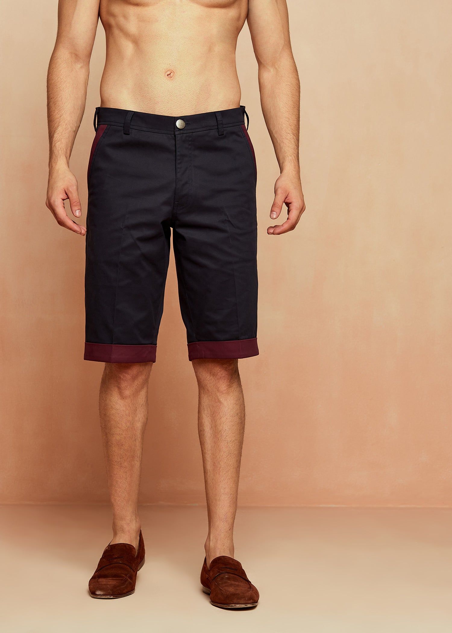 Cotton Color-Bloc Shorts