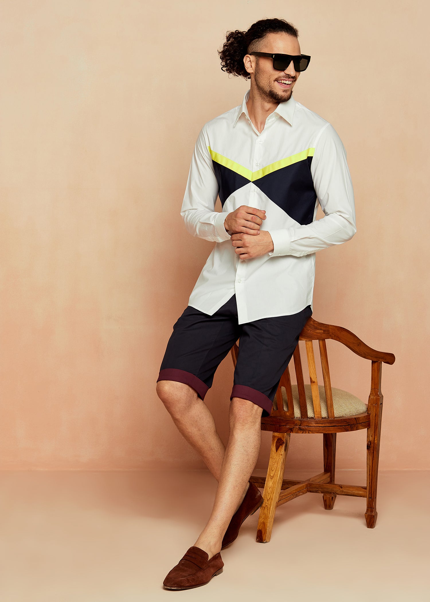 Cotton Color-Bloc Shorts