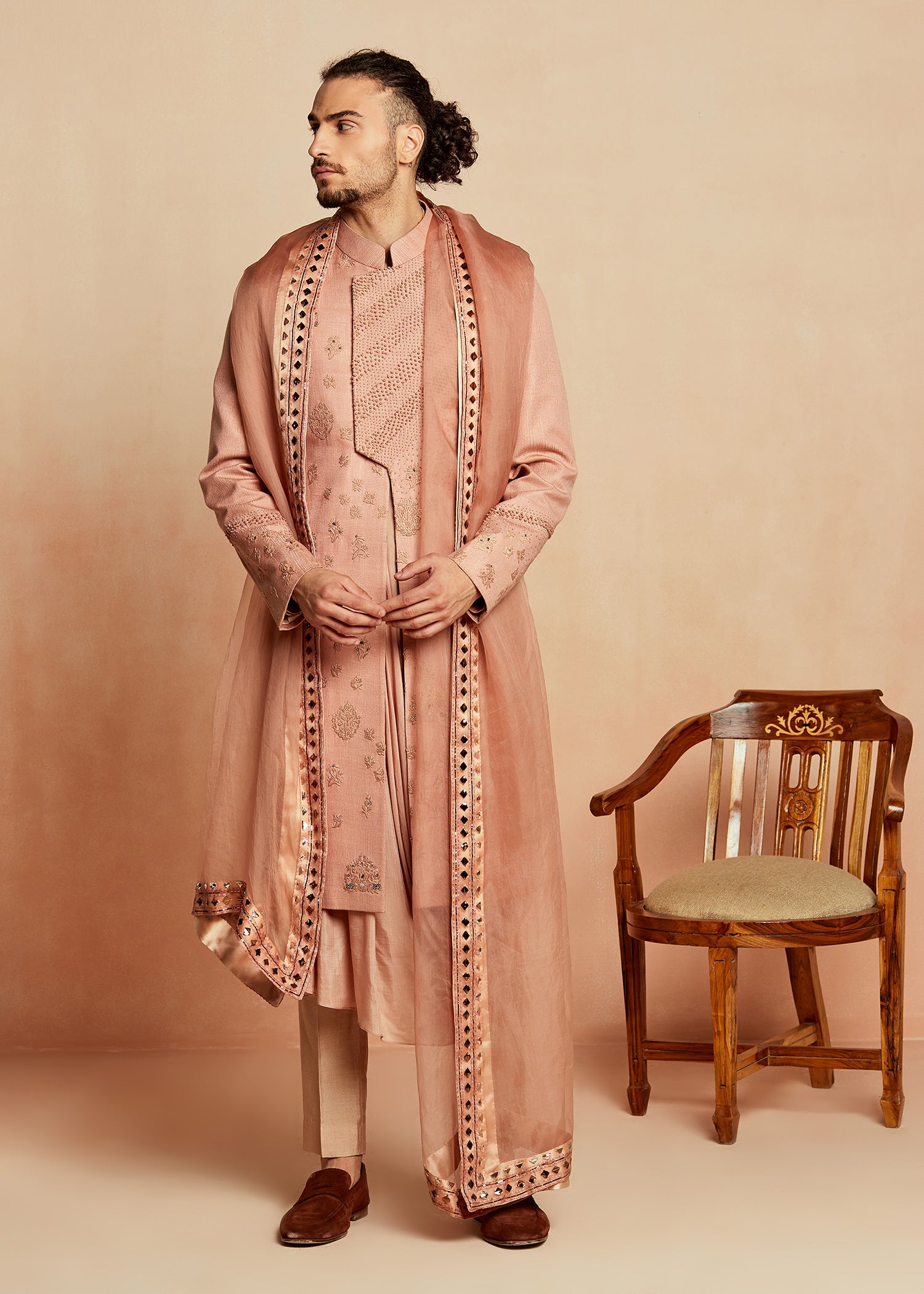 LINEAGE SHERWANI IN DUSTY PINK
