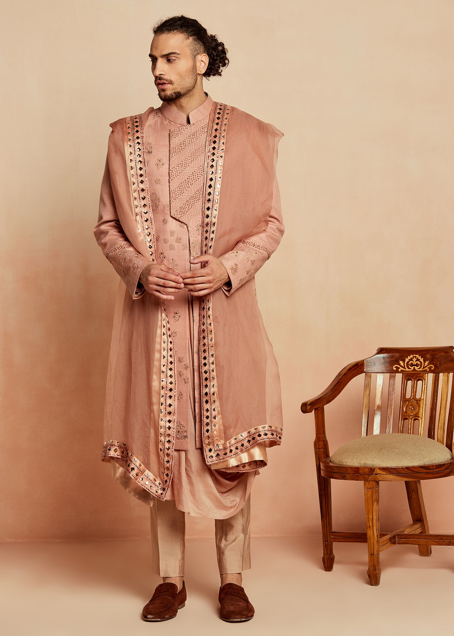 LINEAGE SHERWANI IN DUSTY PINK