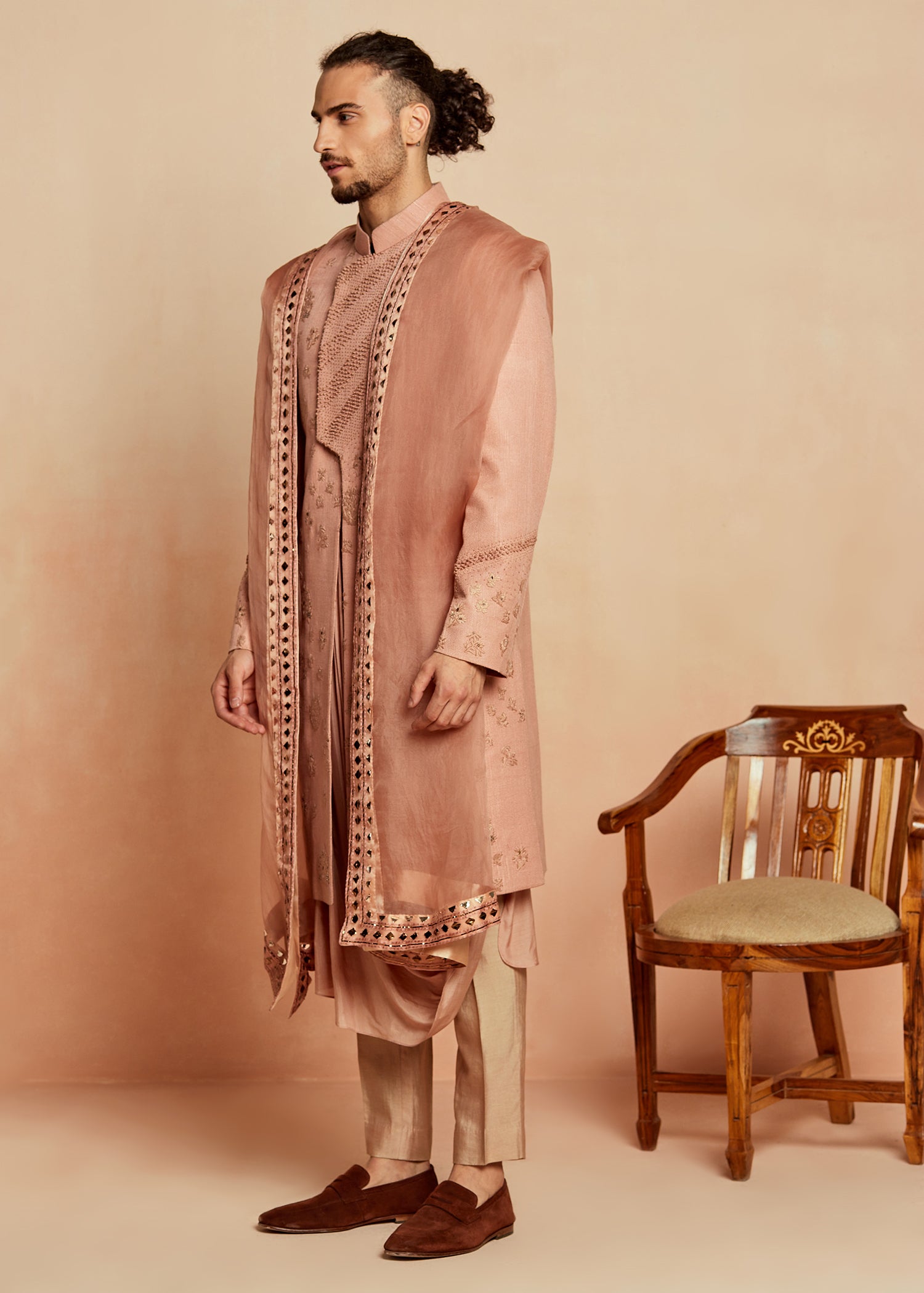 LINEAGE SHERWANI IN DUSTY PINK