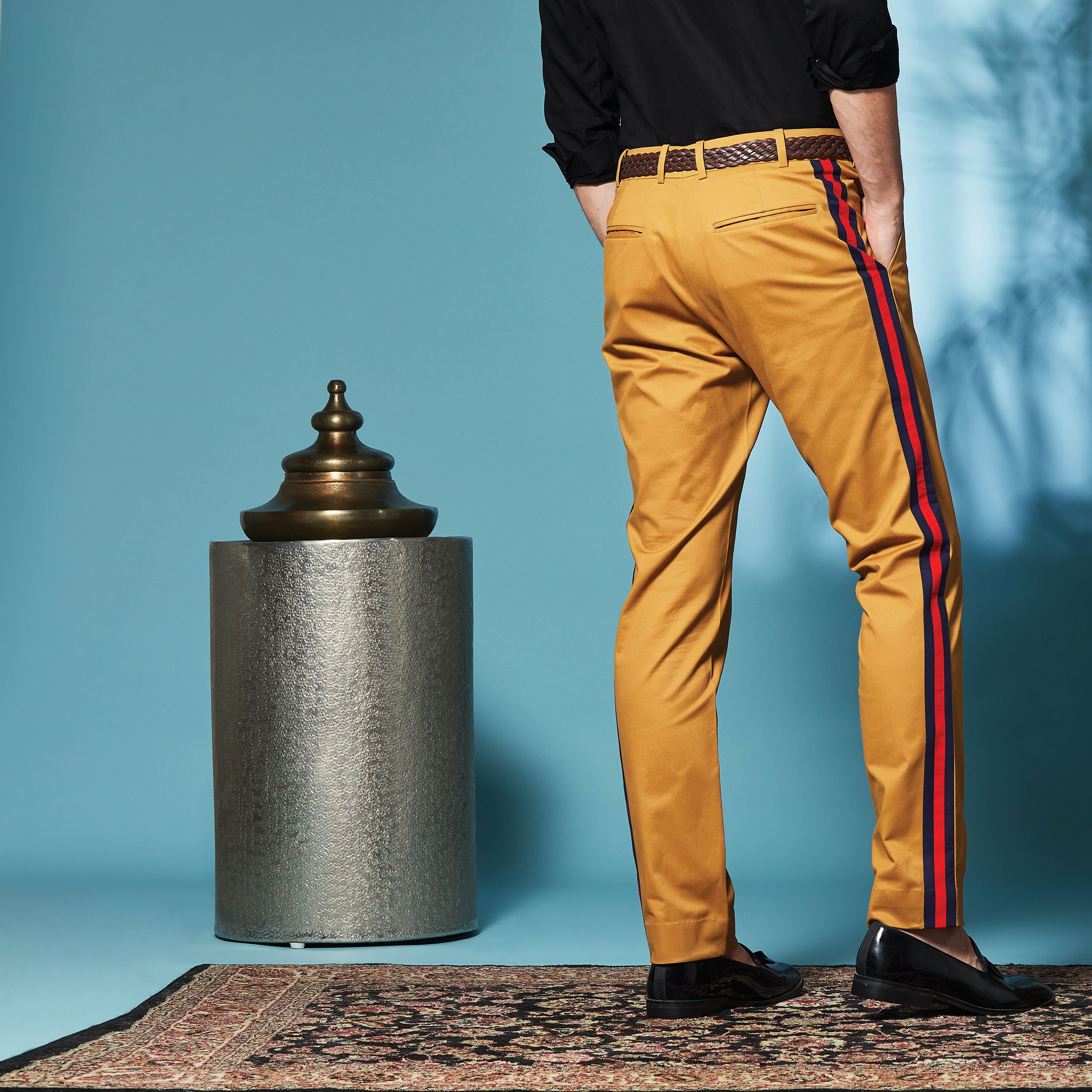 Tan Taping Stretch Trousers