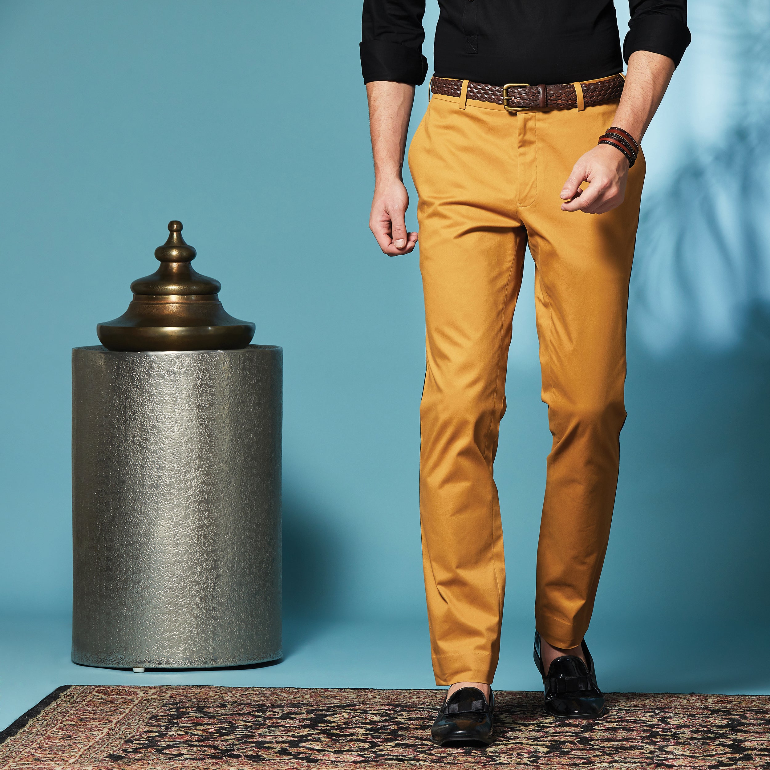 Tan Taping Stretch Trousers