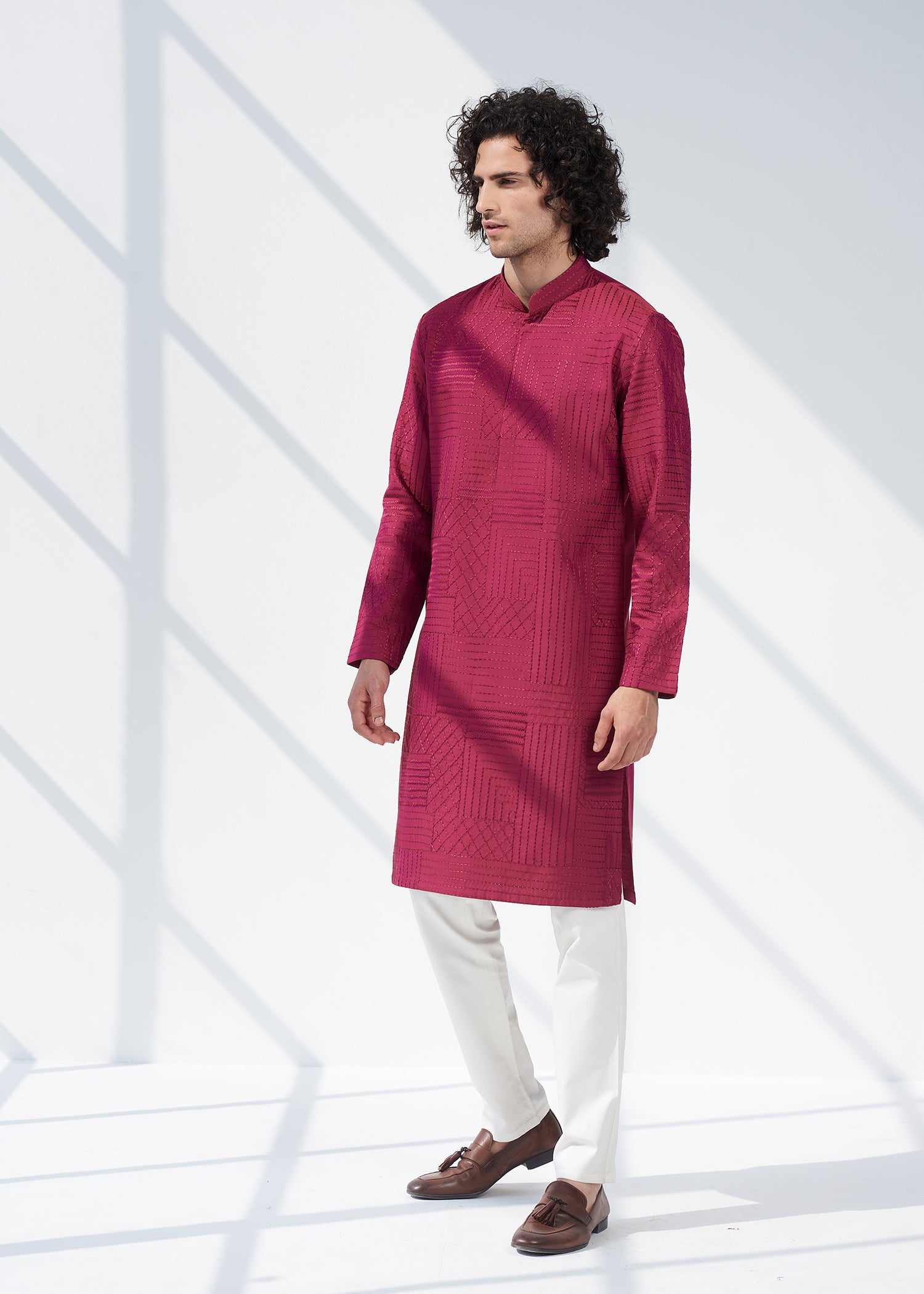 Textured Plum Kurta