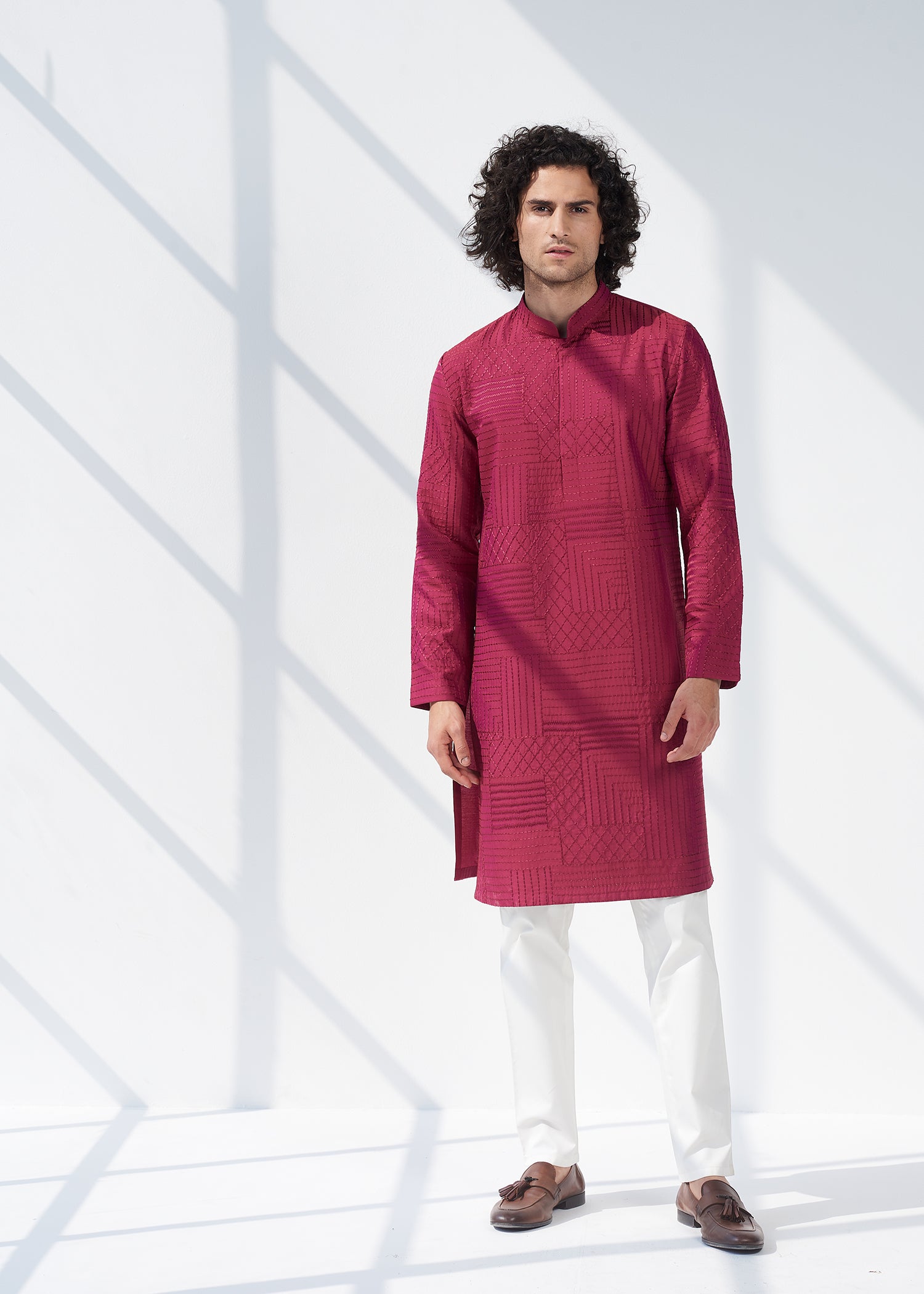 Textured Plum Kurta
