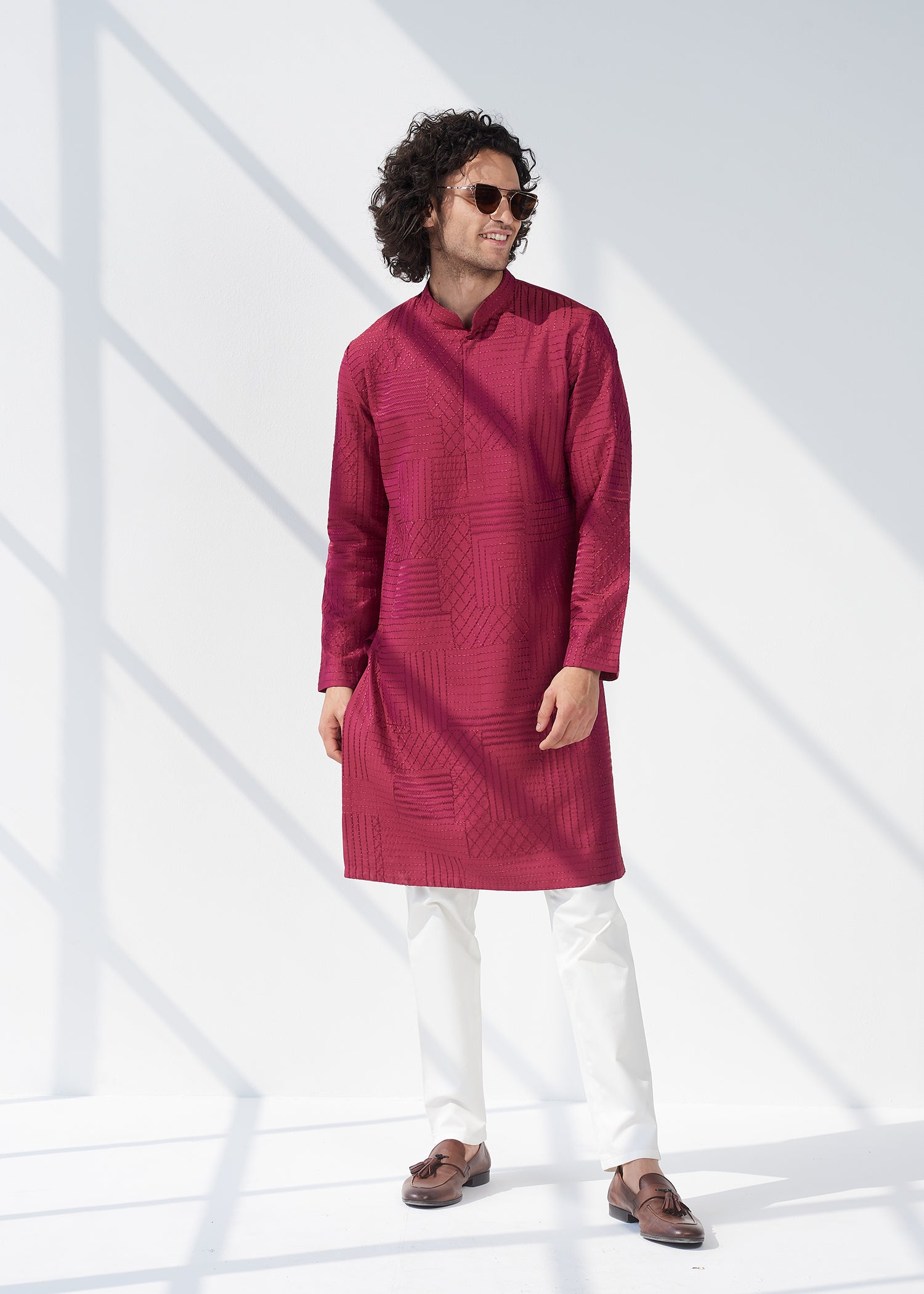 Textured Plum Kurta