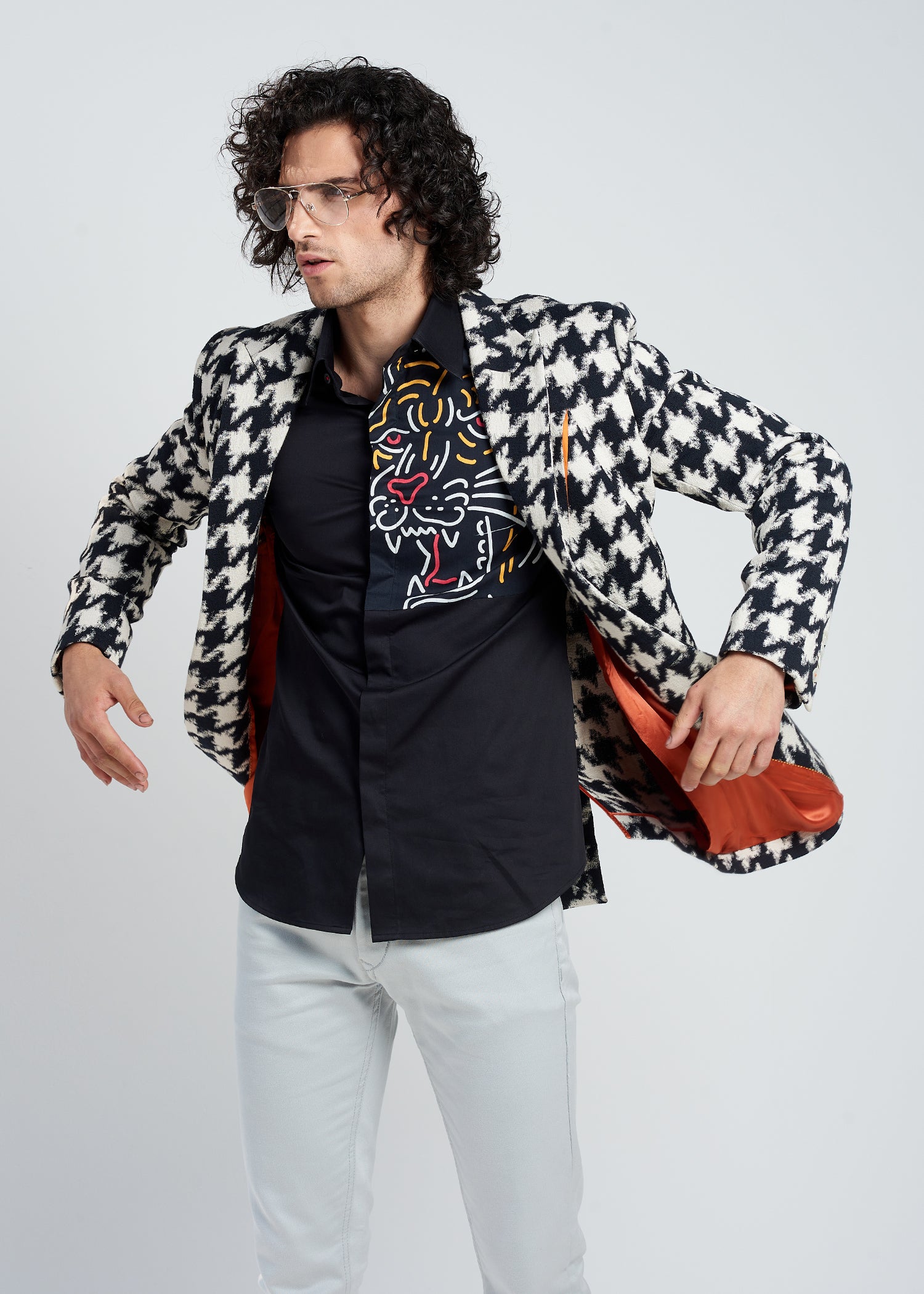 Printed Houndstooth Jacket