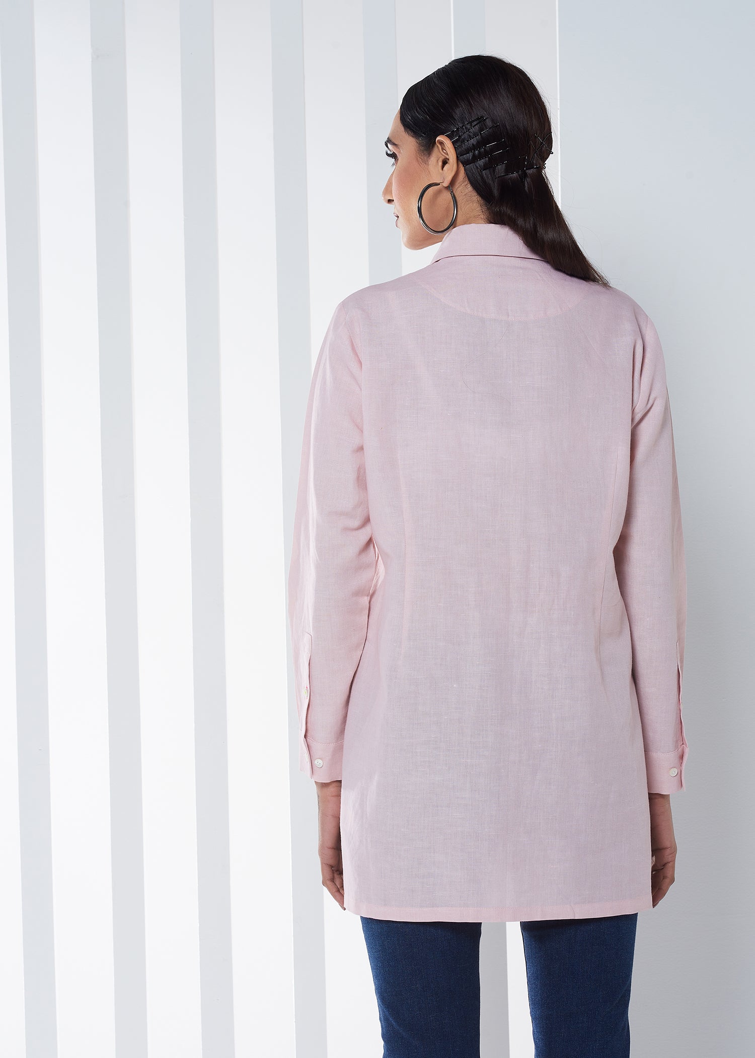 PINK LINEN LONG SHIRT