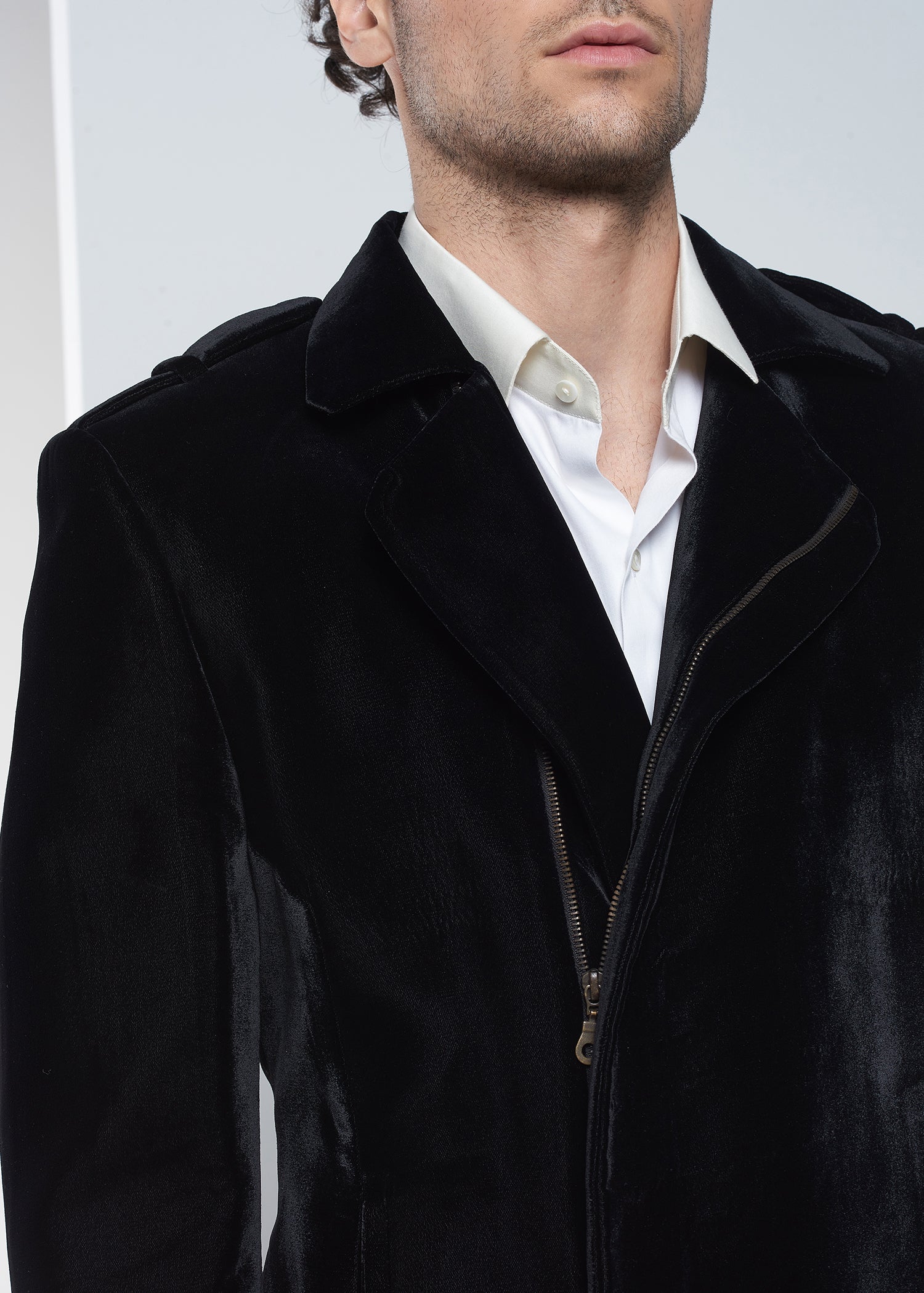 Asymmetrical Zipper Velvet Jacket