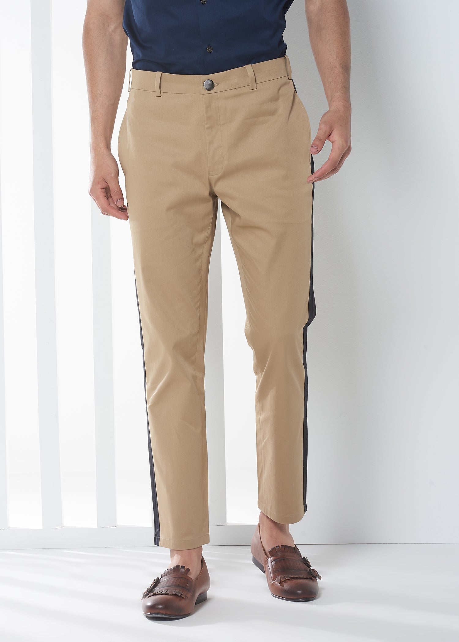 Beige Twill Peached Trousers