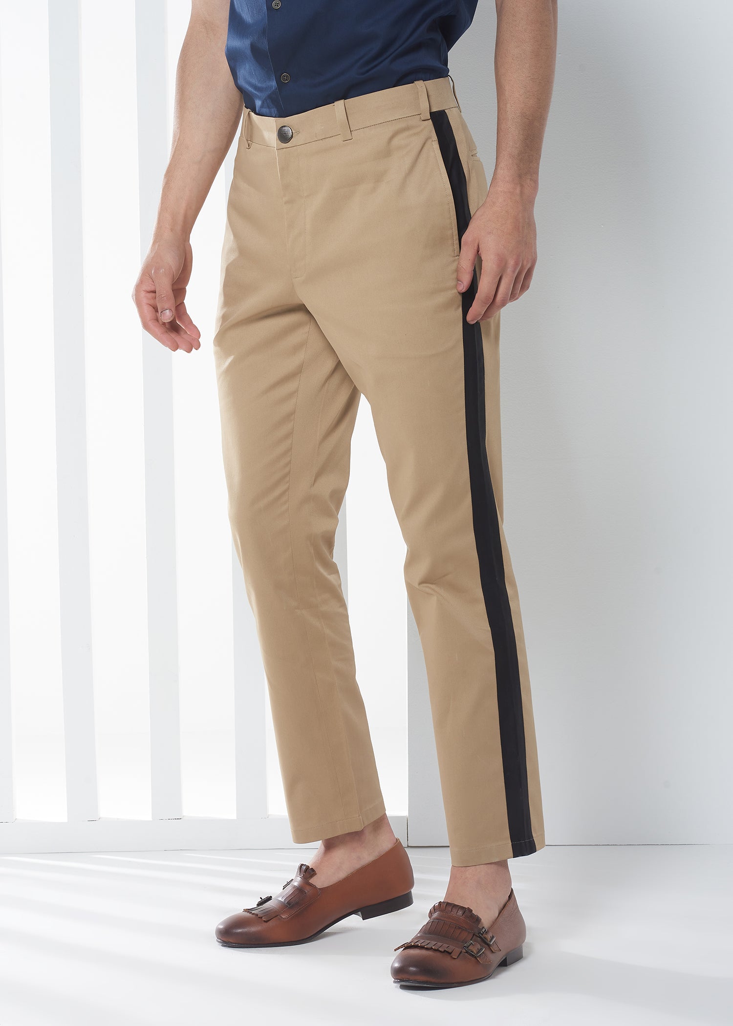 Beige Twill Peached Trousers