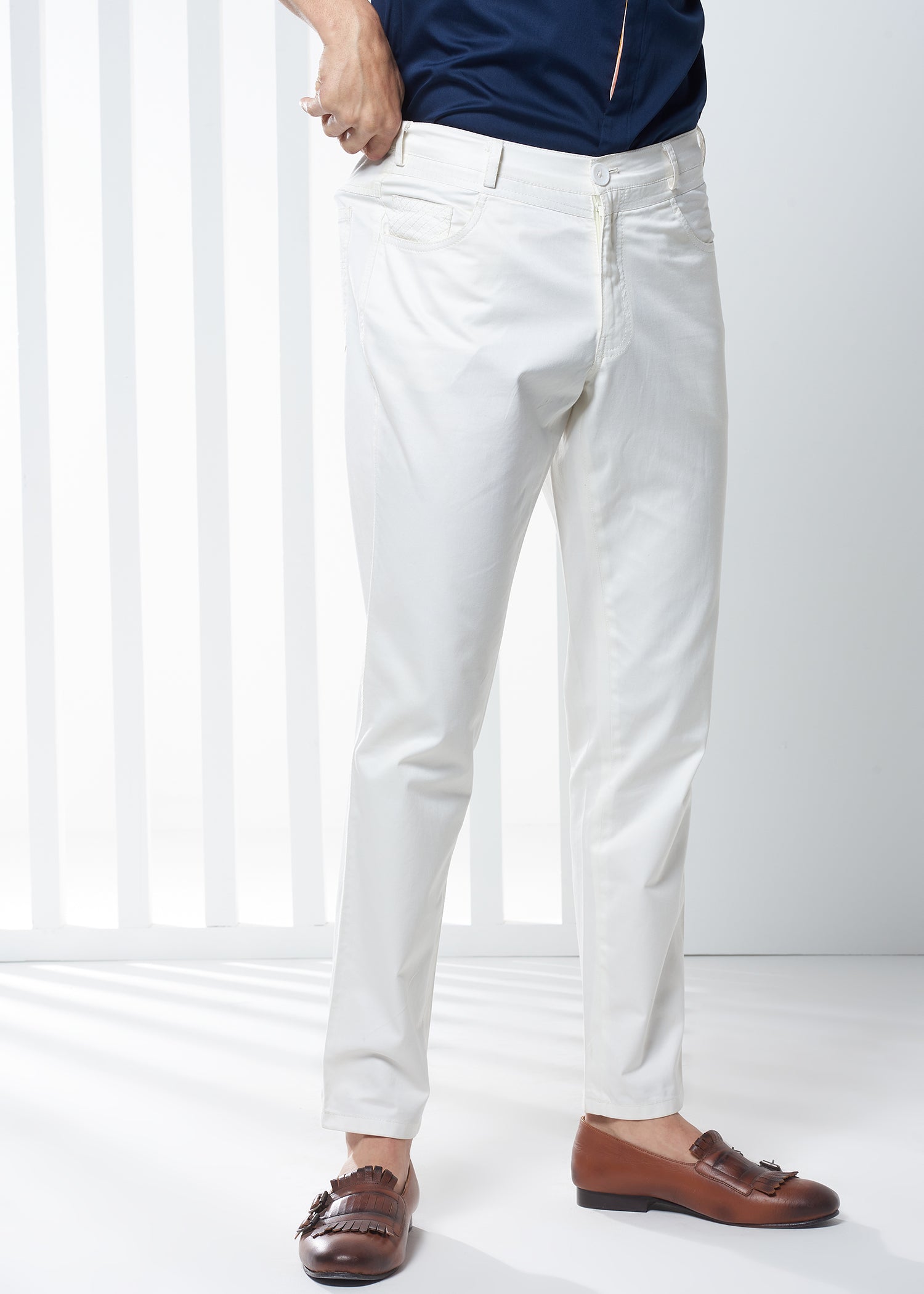Classic Ivory Cotton Trouser