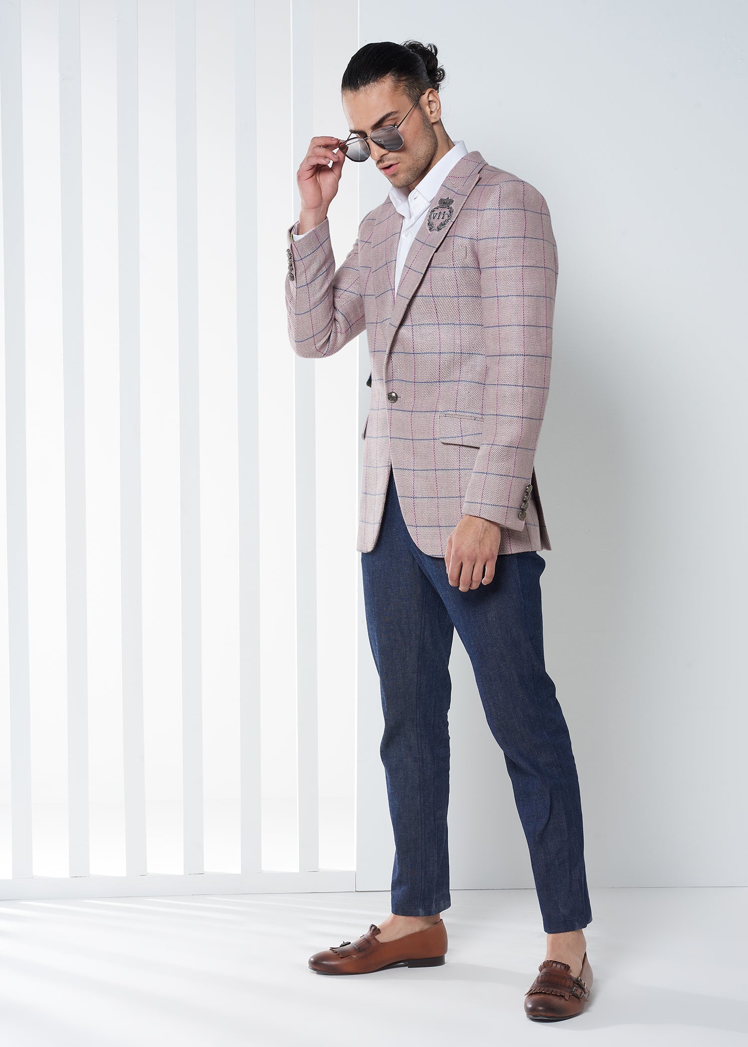 Pink Check Jacket with Crest