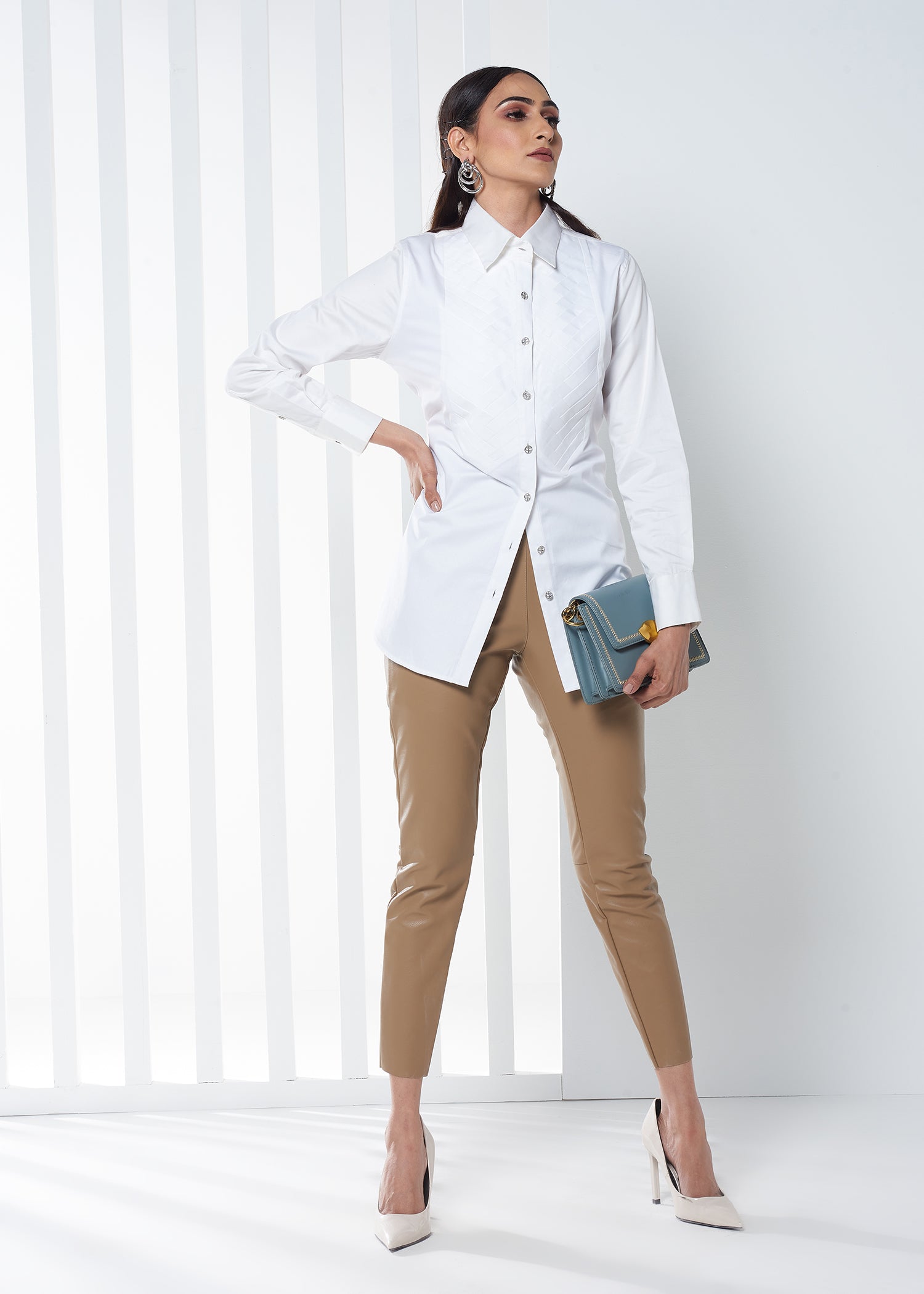CHEVRON PLEATED SHIRT