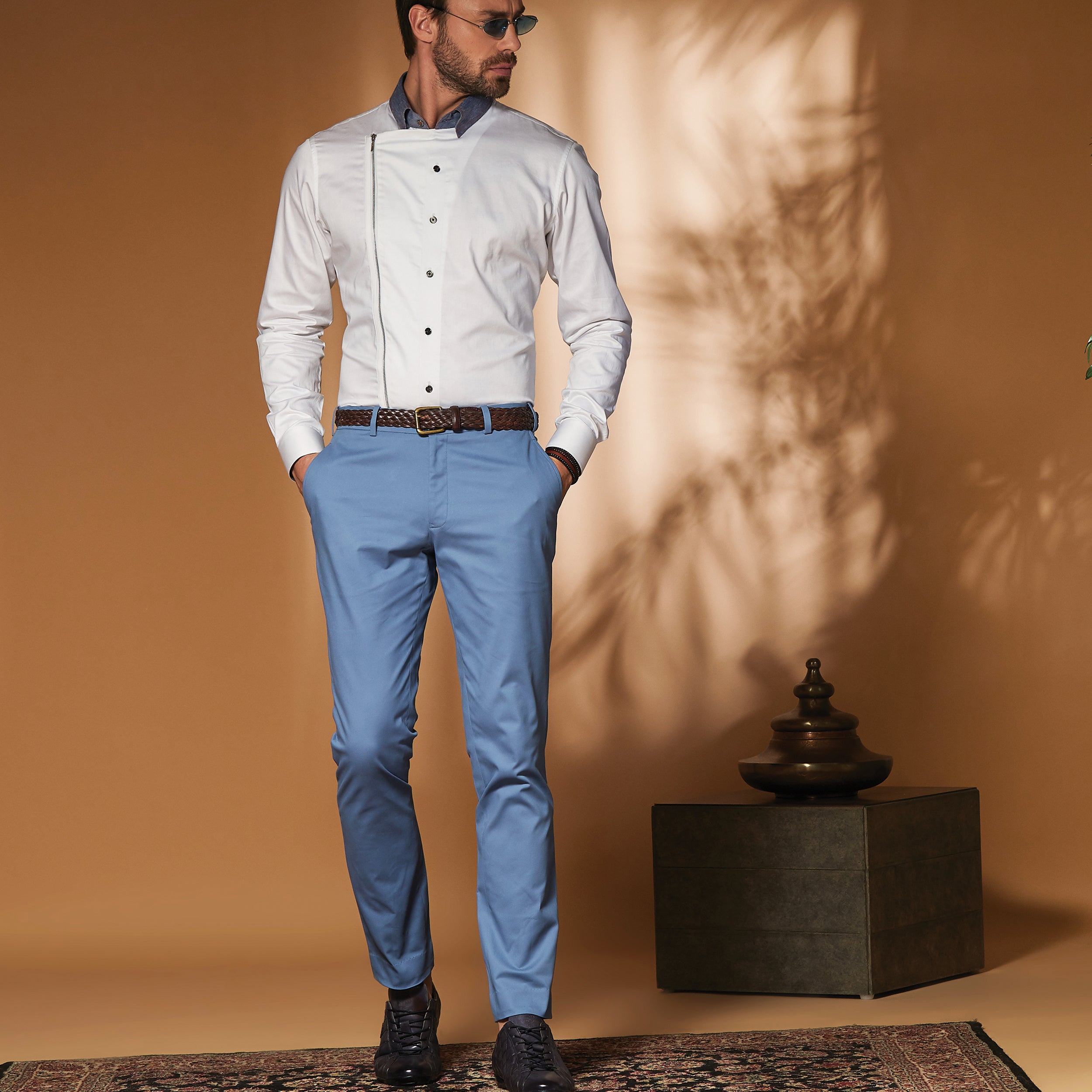 Sky Blue Stretch Trousers