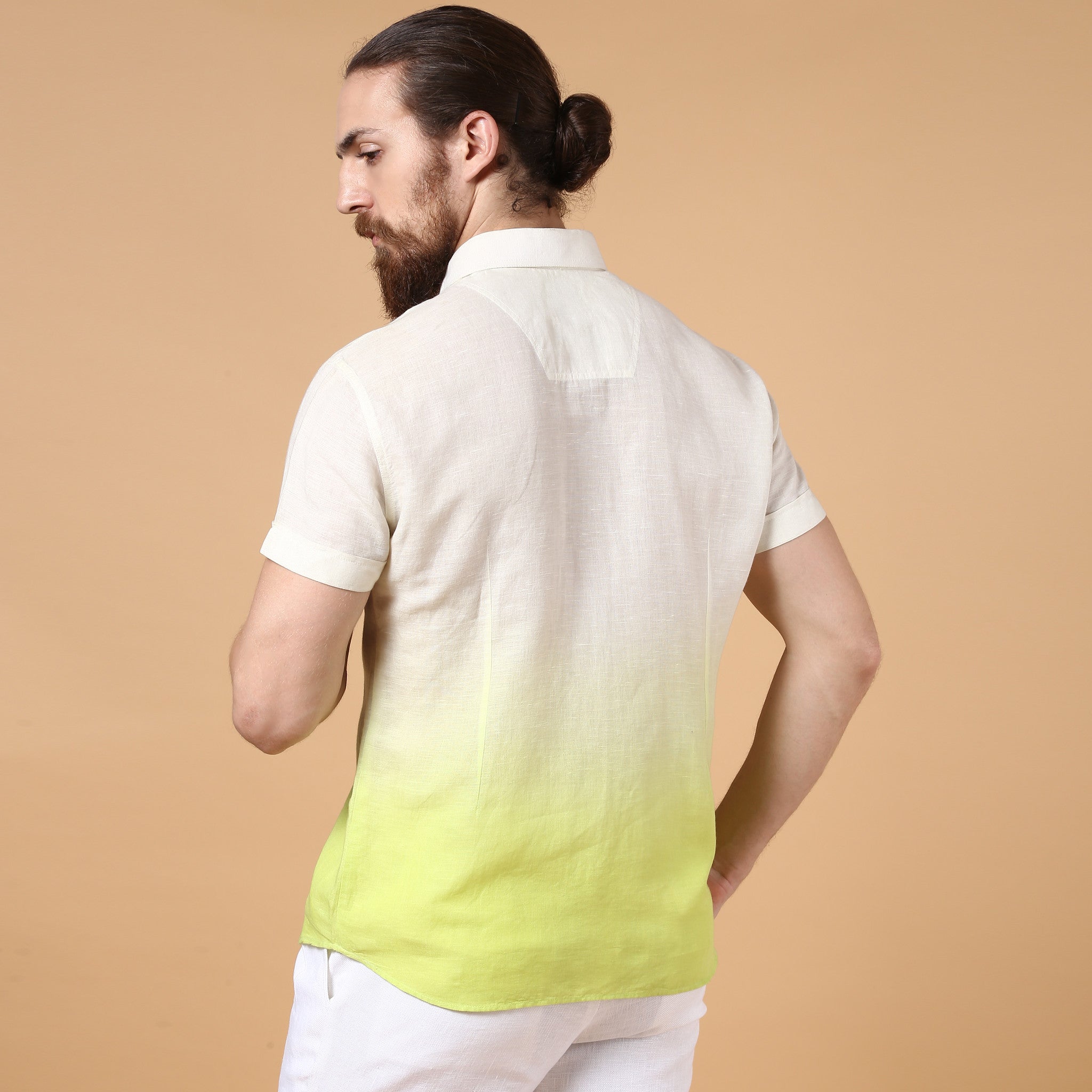 Lime Ombre-Dyed Linen Shirt
