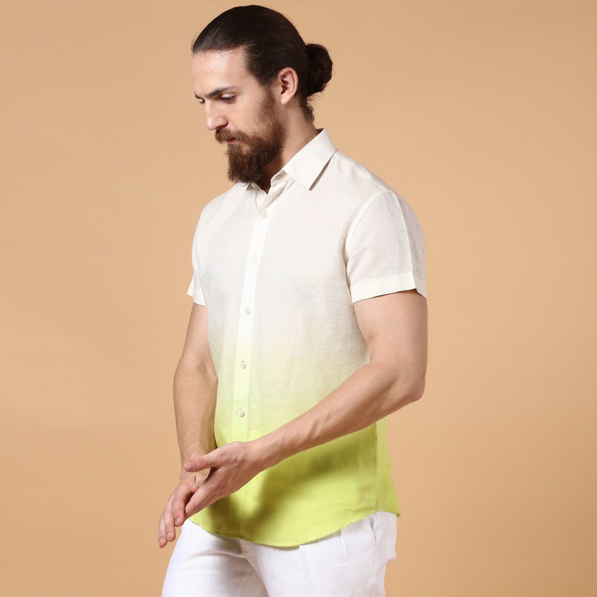 Lime Ombre-Dyed Linen Shirt